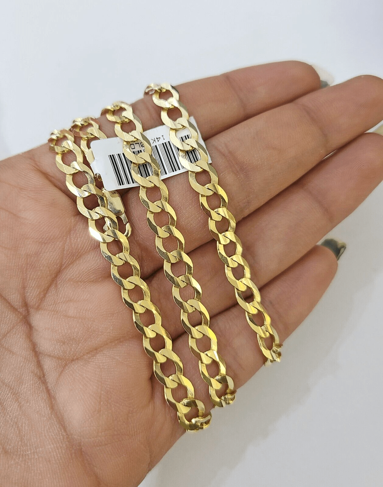REAL 14k Cuban Curb Link necklace Yellow gold chain 20 inches 6mm 14kt - GoldenlinQ
