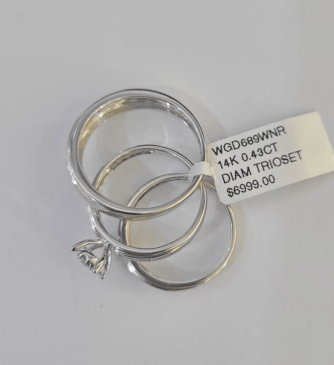 REAL 14k Diamond Ring White Gold Ladies Men Trio SET Wedding Engagement Genuine - GoldenlinQ