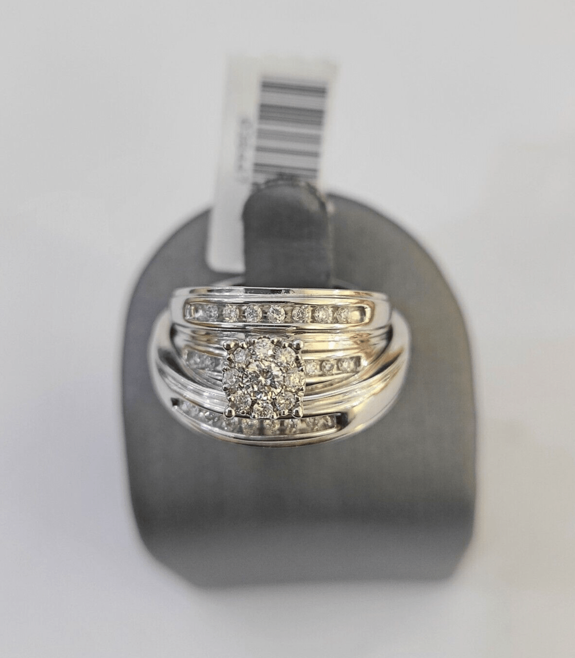 REAL 14k Diamond Ring White Gold Ladies Men Trio SET Wedding Engagement Genuine - GoldenlinQ