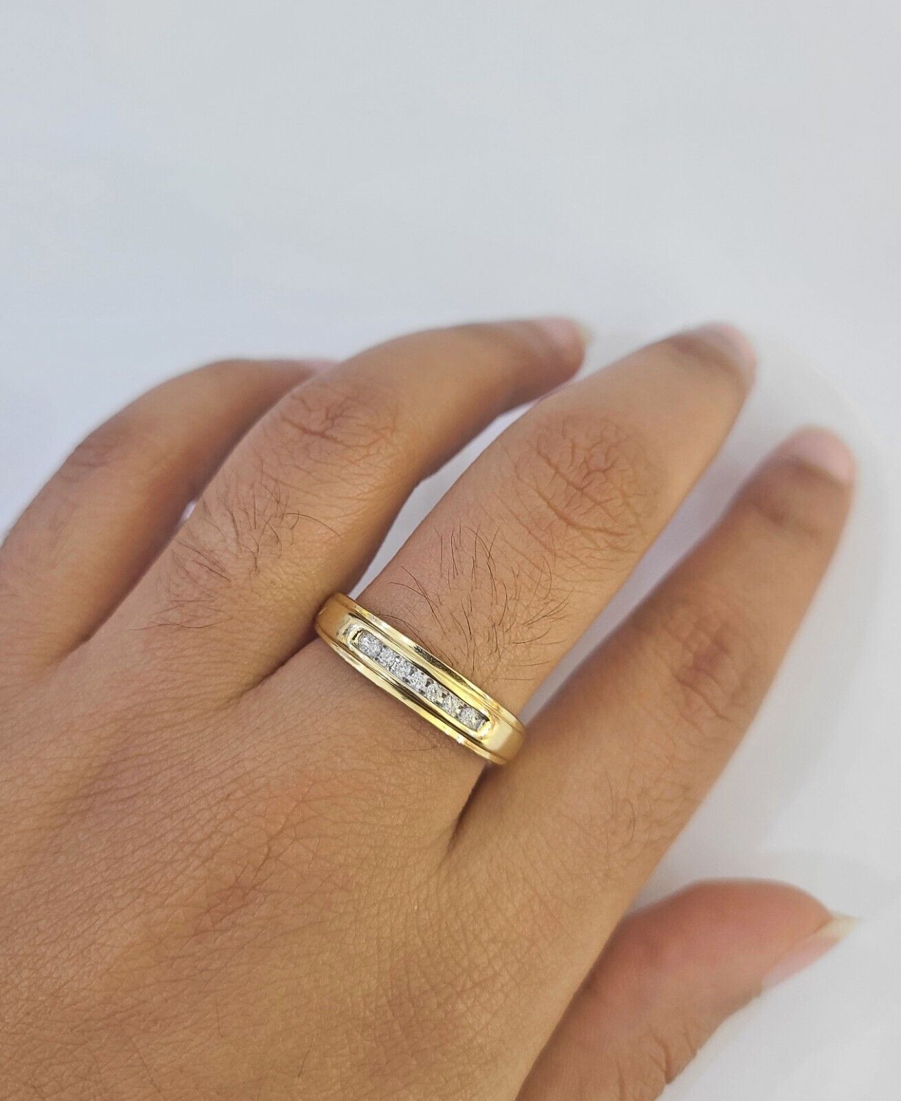 REAL 14k Diamond Ring Yellow Gold Ladies Men Trio SET Wedding Engagement Genuine - GoldenlinQ