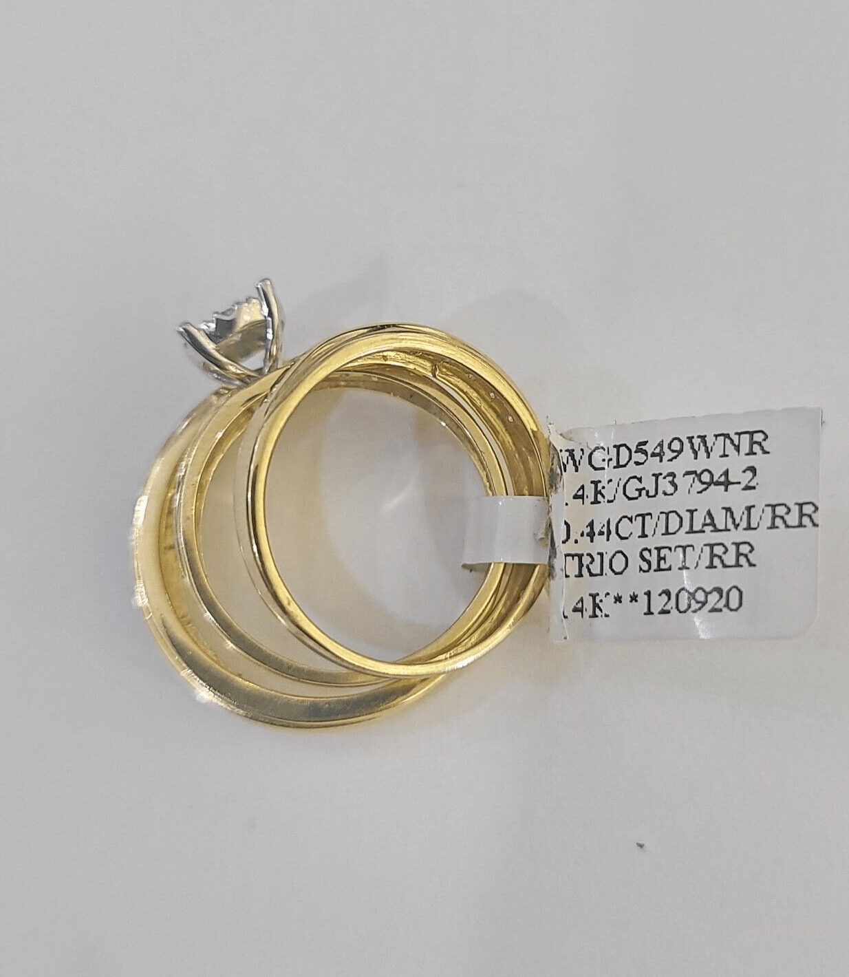 REAL 14k Diamond Ring Yellow Gold Ladies Men Trio SET Wedding Engagement Genuine - GoldenlinQ