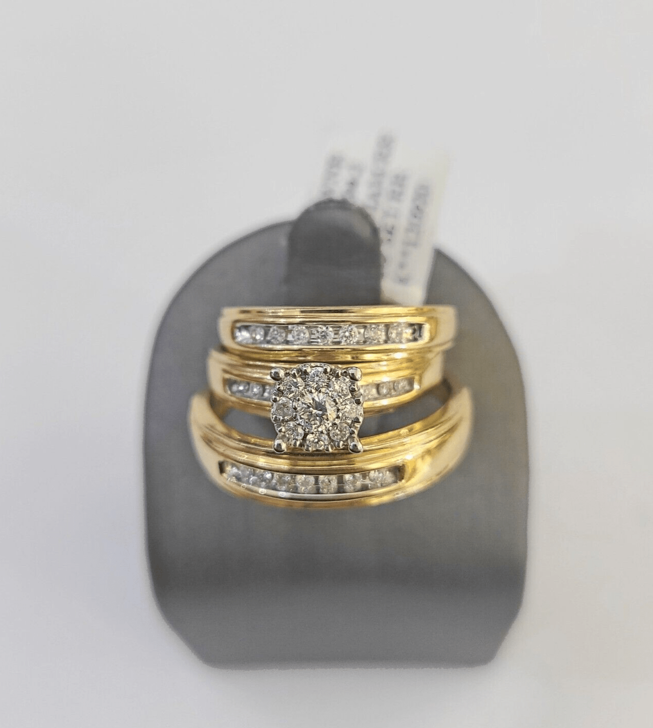 REAL 14k Diamond Ring Yellow Gold Ladies Men Trio SET Wedding Engagement Genuine - GoldenlinQ