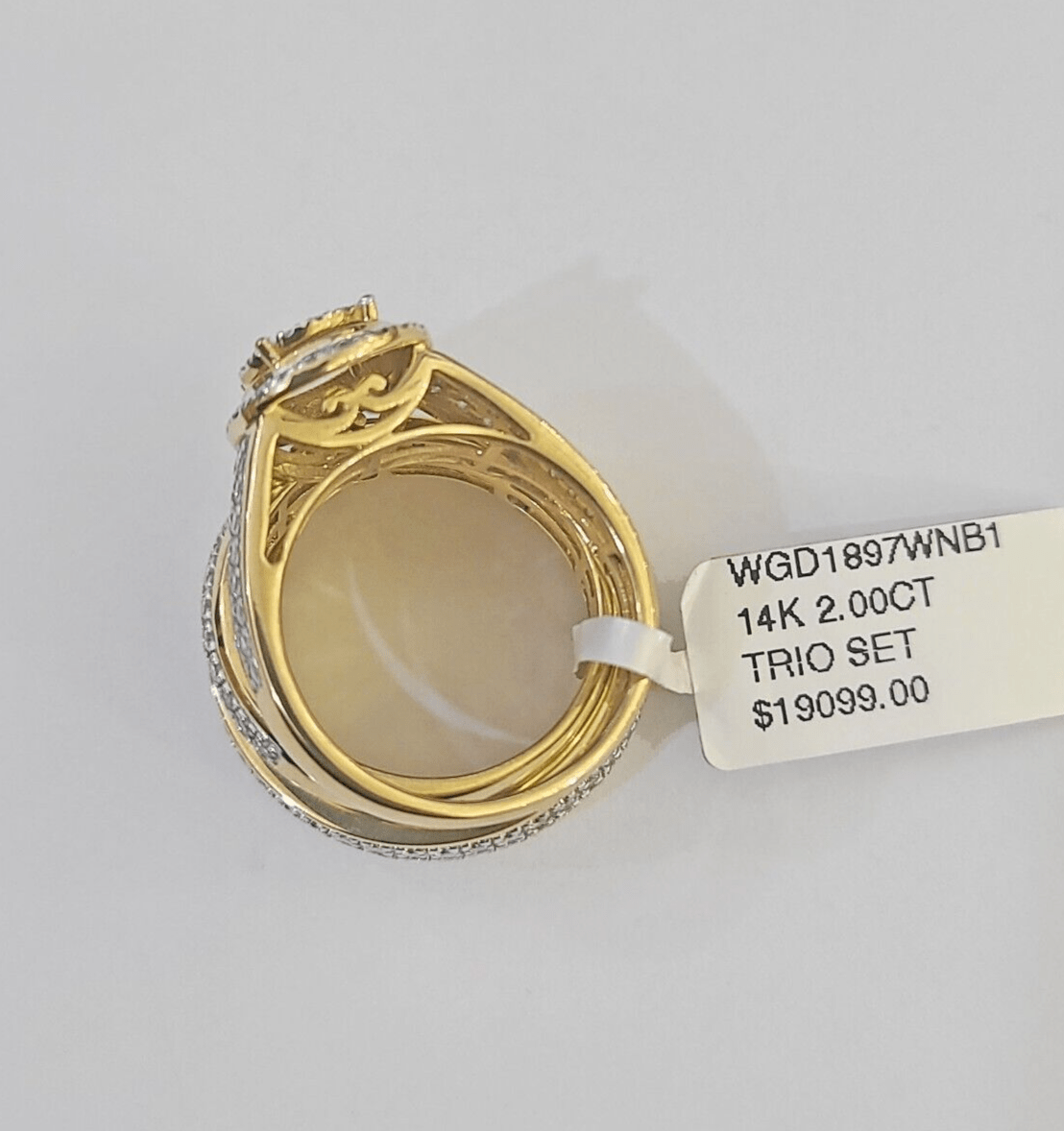 REAL 14k Diamond Ring Yellow Gold Ladies Men Trio SET Wedding Engagement Genuine - GoldenlinQ