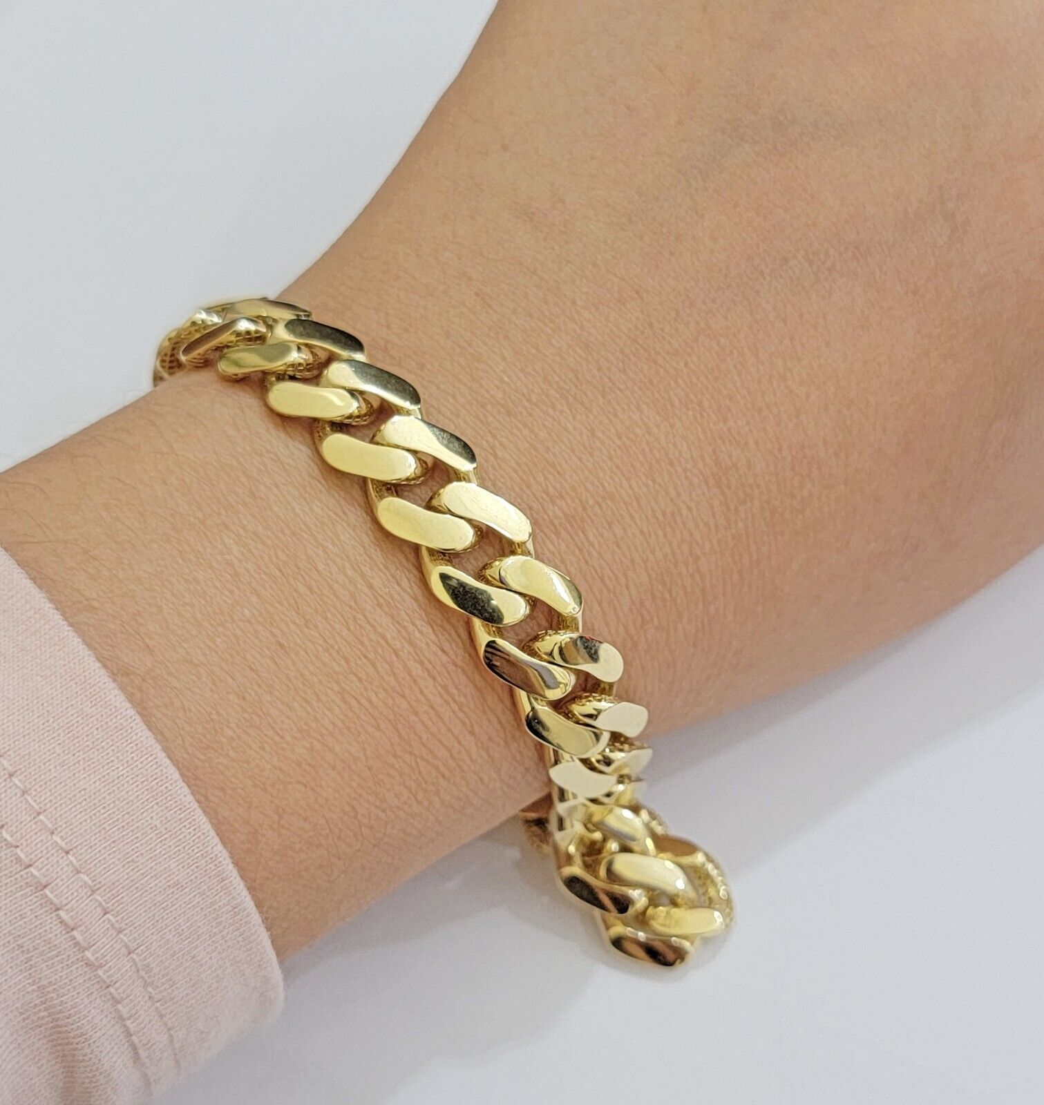 Real 14k Gold Bracelet 11mm Miami Cuban Link 7.5 inch Men Women 14kt Yellow Gold - GoldenlinQ