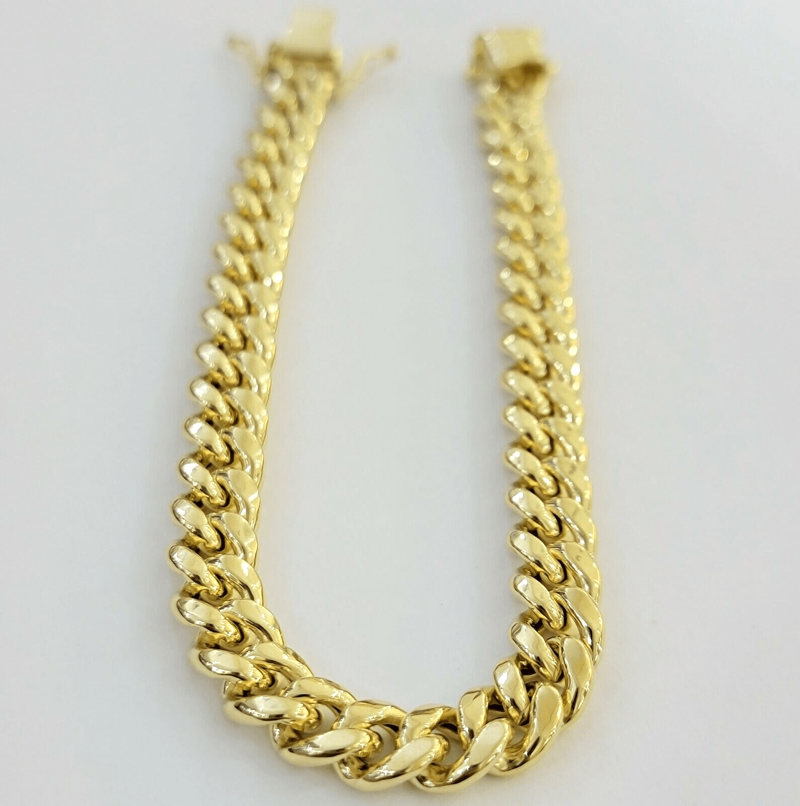 Real 14k Gold Bracelet 8mm 7 inch Miami Cuban Link Box Clasp Strong 14KT LADIES - GoldenlinQ