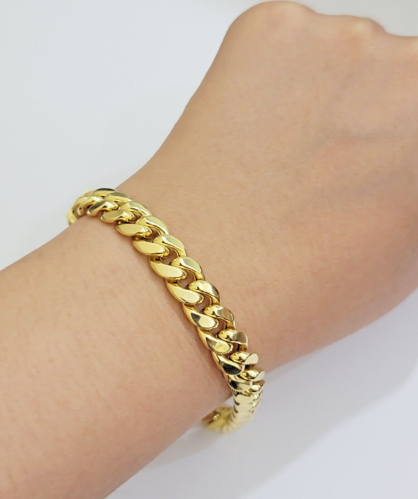 Real 14k Gold Bracelet 9mm Miami Cuban Link 7.5" - 9 Inch Mens 14kt Yellow Gold - GoldenlinQ