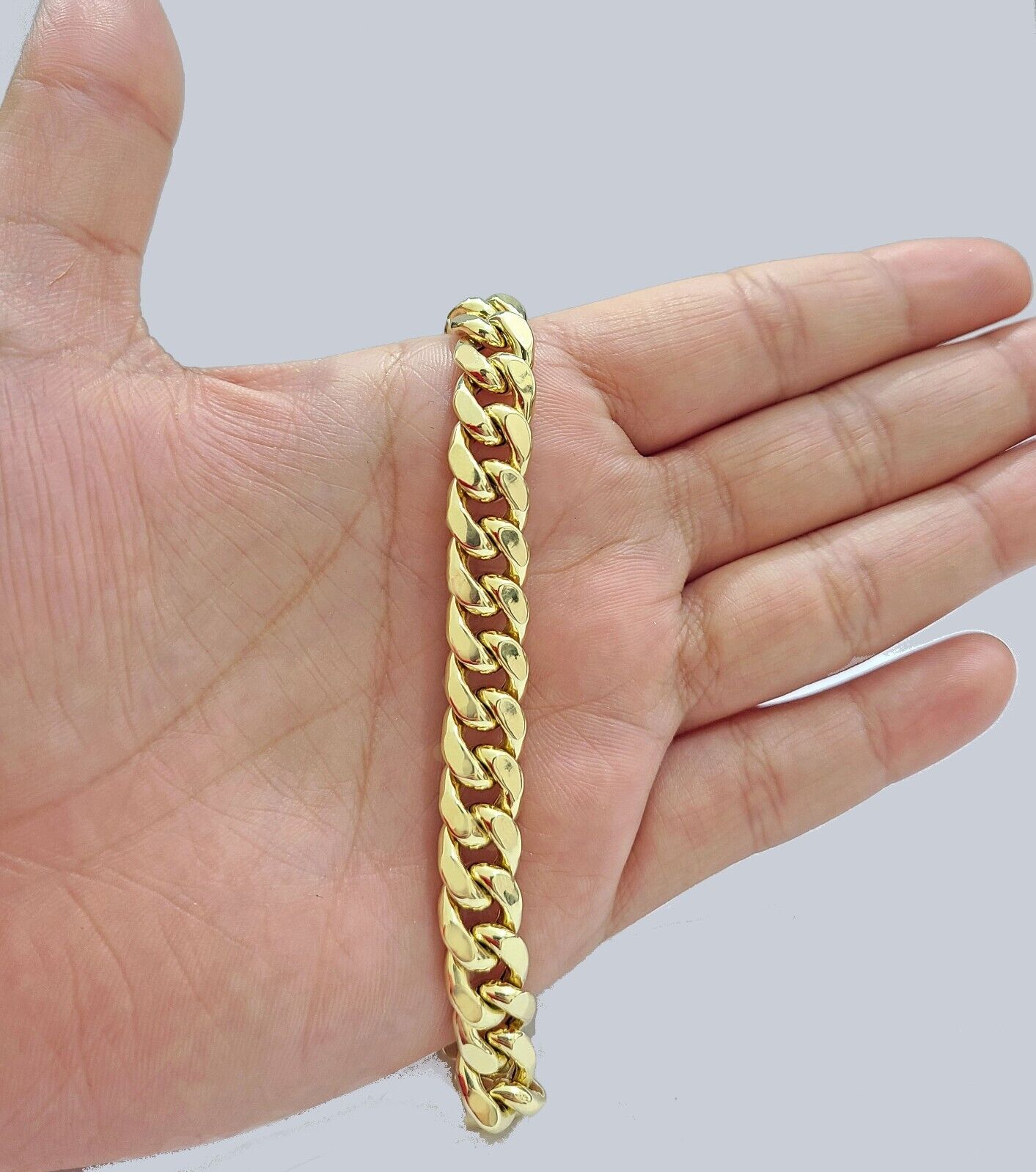 Real 14k Gold Bracelet 9mm Miami Cuban Link 7.5'' inch Men's 14kt Yellow Gold - GoldenlinQ
