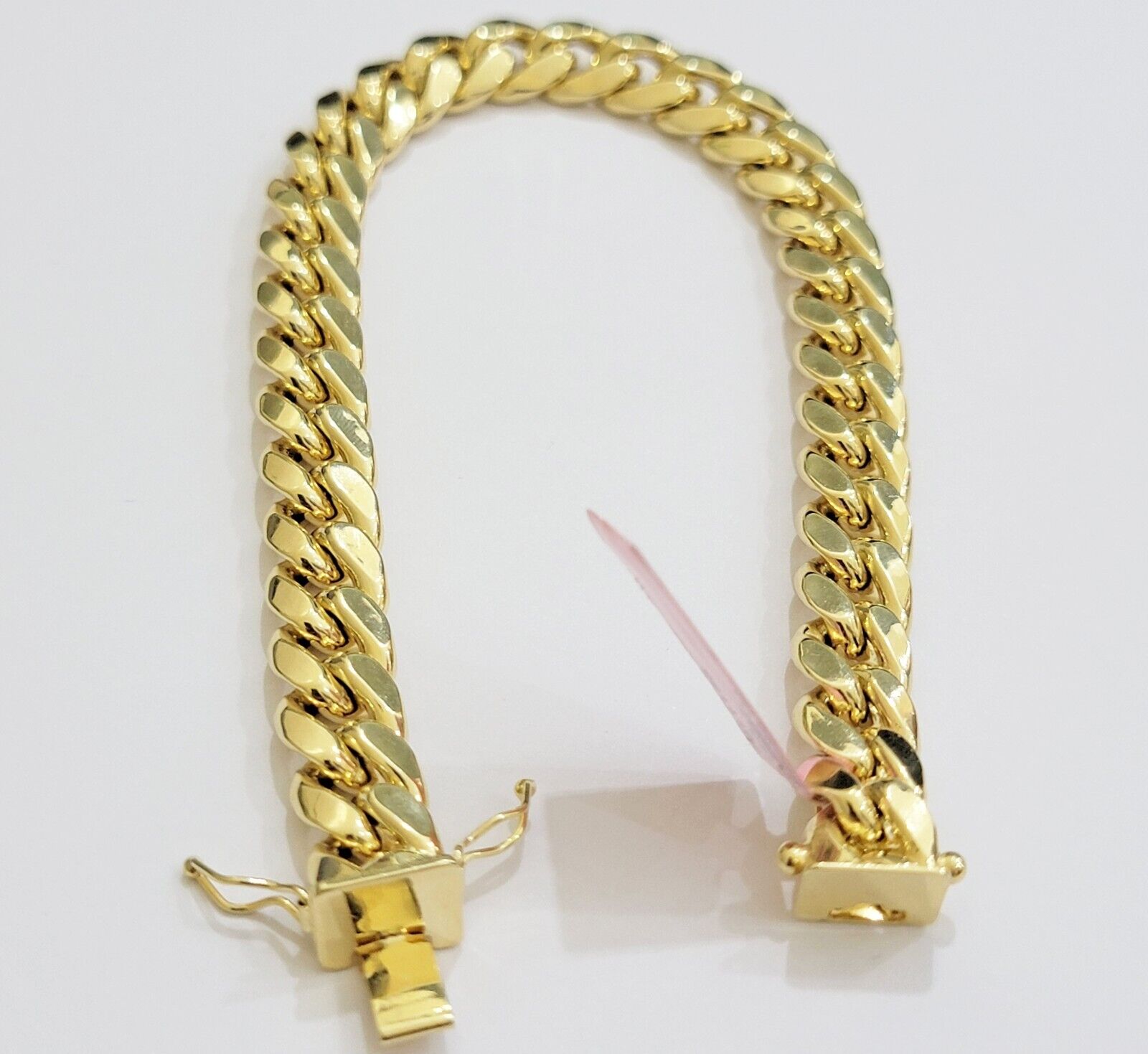 Real 14k Gold Bracelet 9mm Miami Cuban Link 7.5'' inch Men's 14kt Yellow Gold - GoldenlinQ