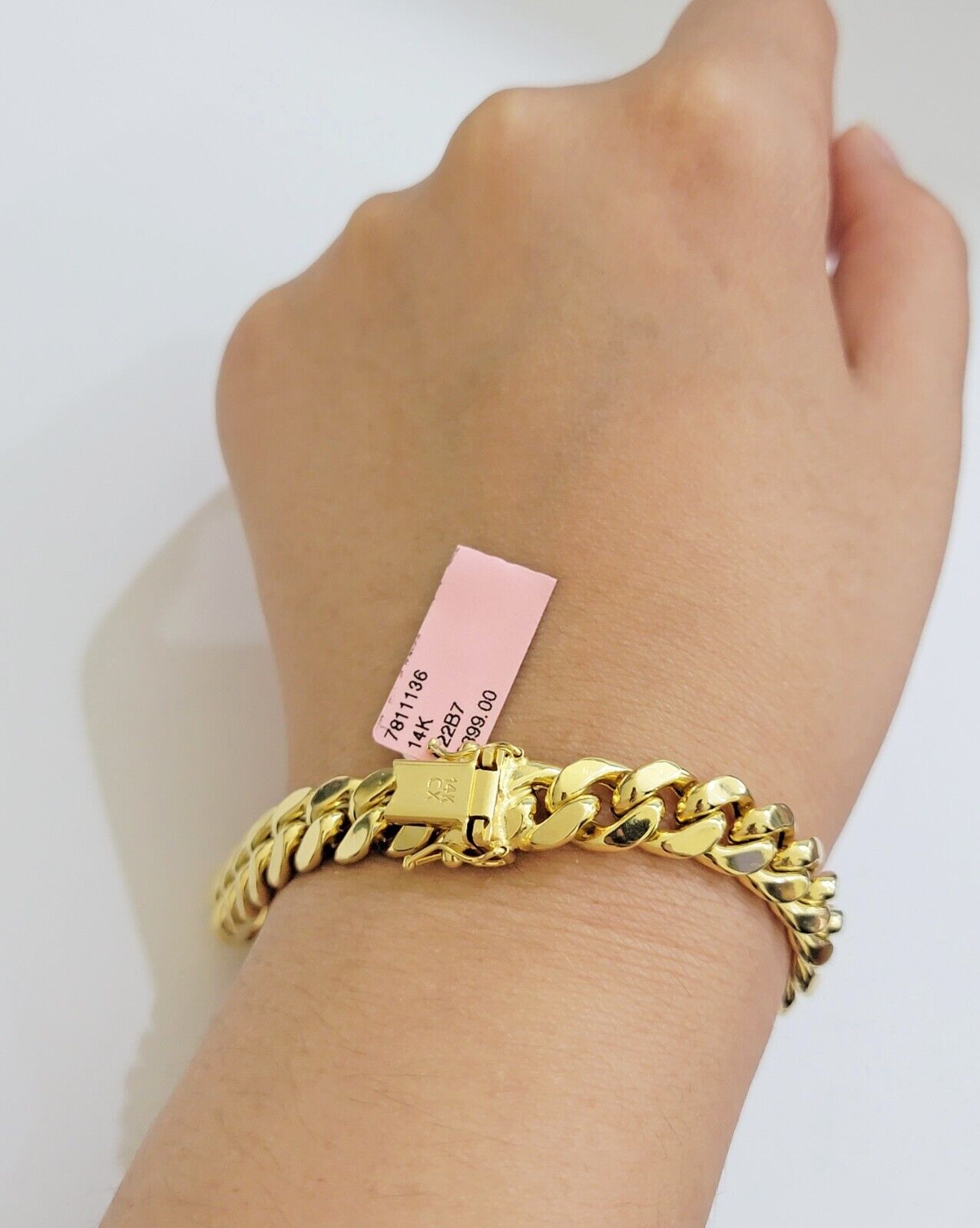 Real 14k Gold Bracelet 9mm Miami Cuban Link 7.5'' inch Men's 14kt Yellow Gold - GoldenlinQ