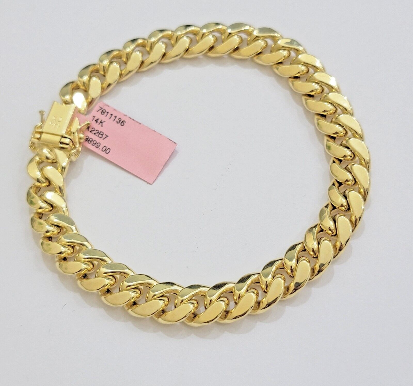 Real 14k Gold Bracelet 9mm Miami Cuban Link 8'' inch Men's 14kt Yellow Gold - GoldenlinQ