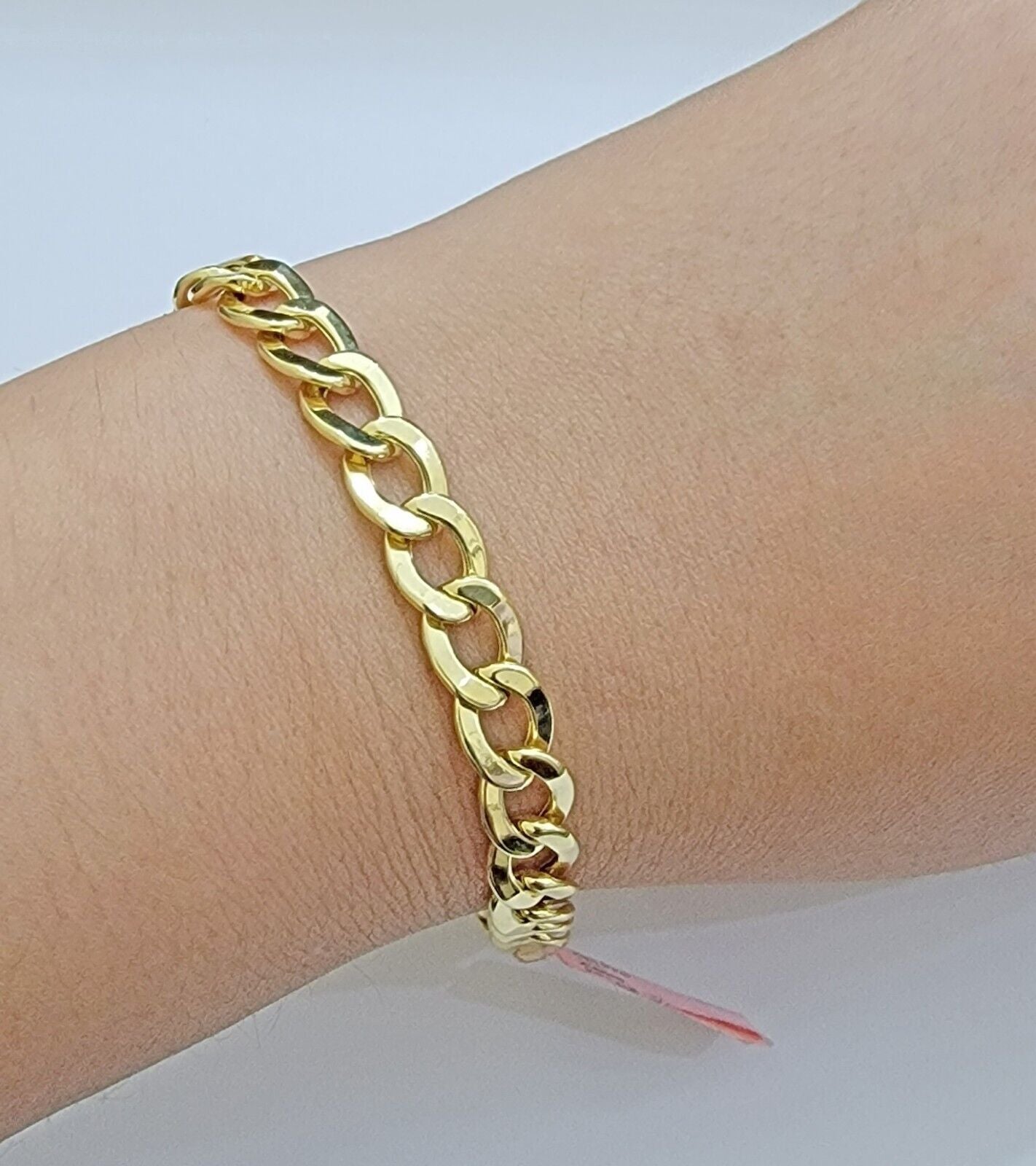 Real 14k Gold Bracelet Cuban Curb Link 8 Inch 8mm Men's Genuine 14kt Yellow Gold - GoldenlinQ