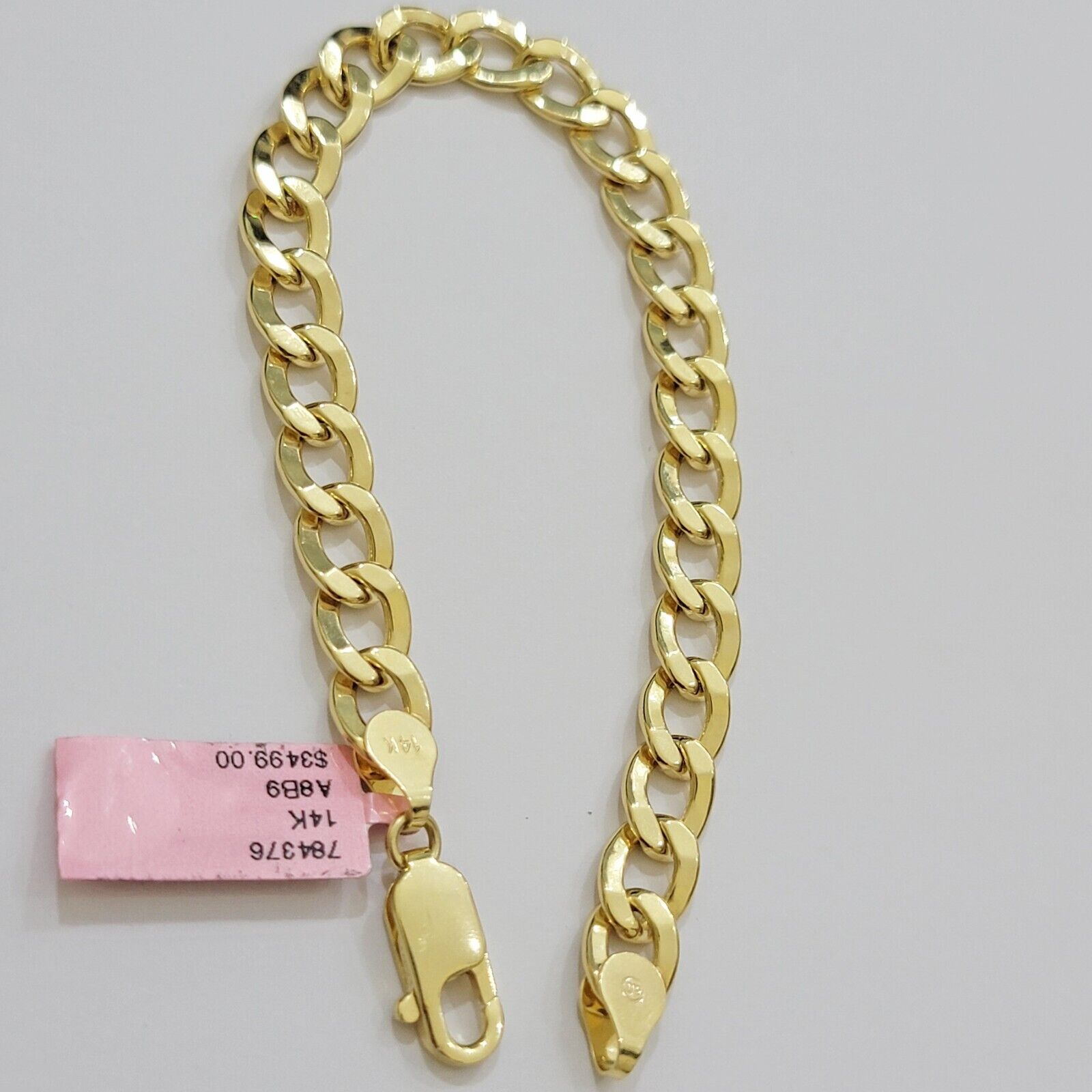 Real 14k Gold Bracelet Cuban Curb Link 8 Inch 8mm Men's Genuine 14kt Yellow Gold - GoldenlinQ