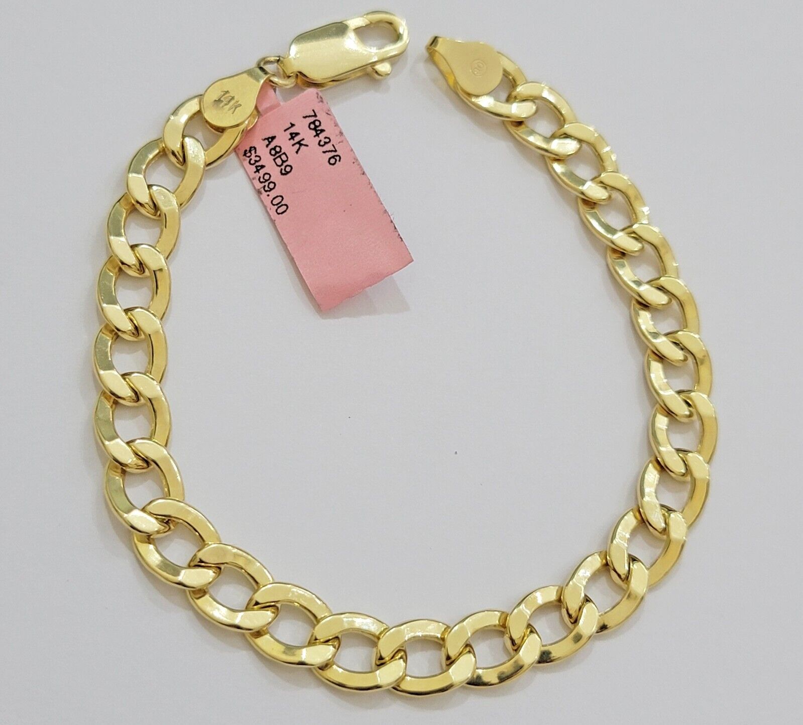 Real 14k Gold Bracelet Cuban Curb Link 8 Inch 8mm Men's Genuine 14kt Yellow Gold - GoldenlinQ