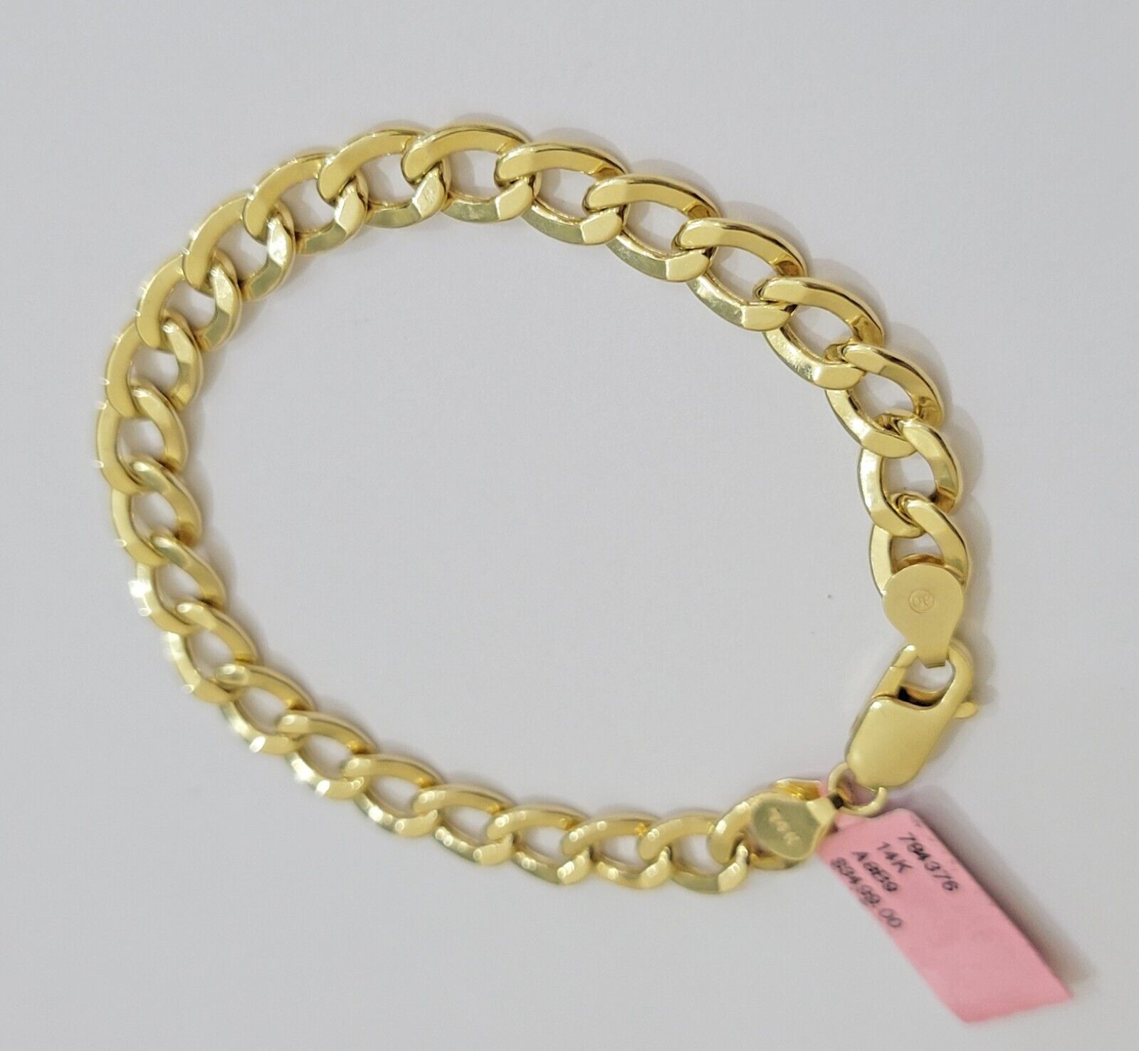 Real 14k Gold Bracelet Cuban Curb Link 8 Inch 8mm Men's Genuine 14kt Yellow Gold - GoldenlinQ