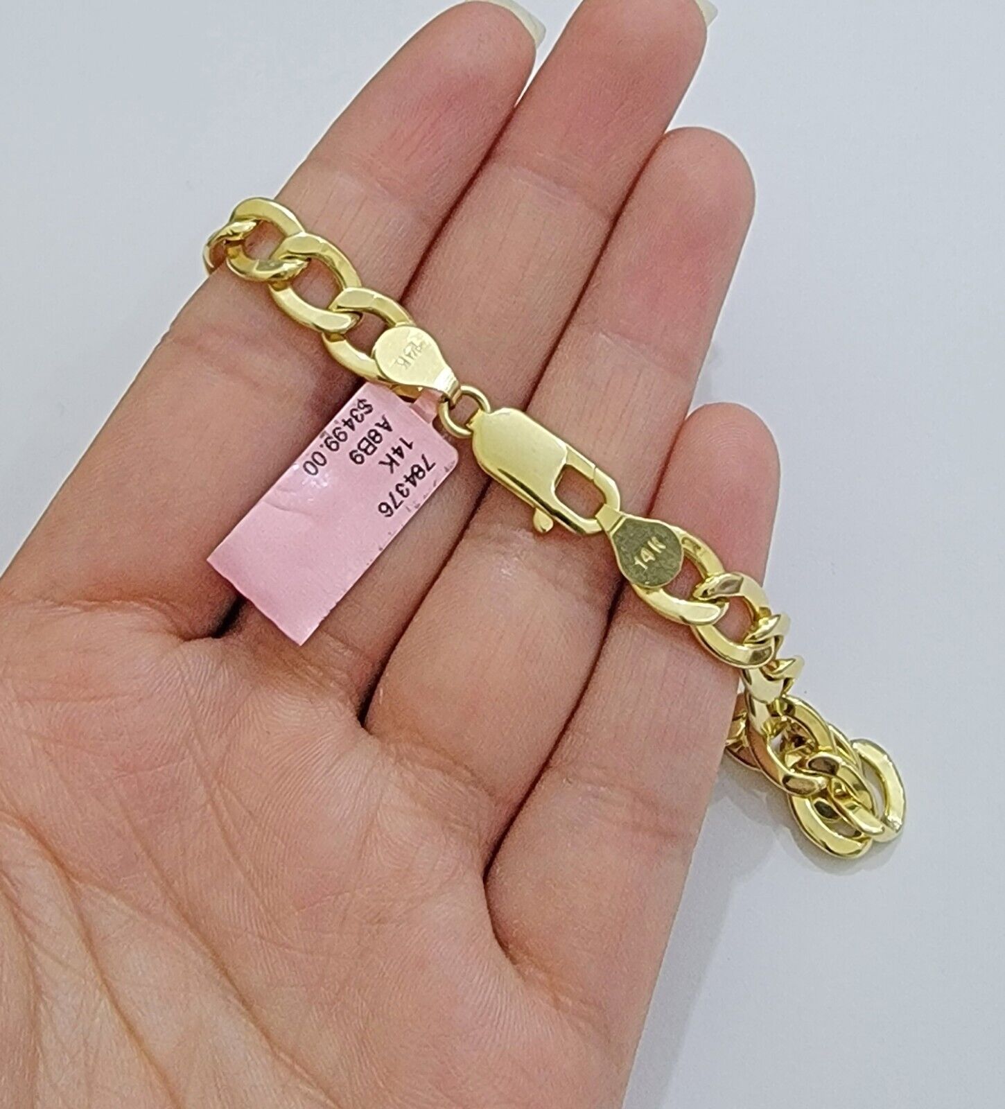 Real 14k Gold Bracelet Cuban Curb Link 8 Inch 8mm Men's Genuine 14kt Yellow Gold - GoldenlinQ