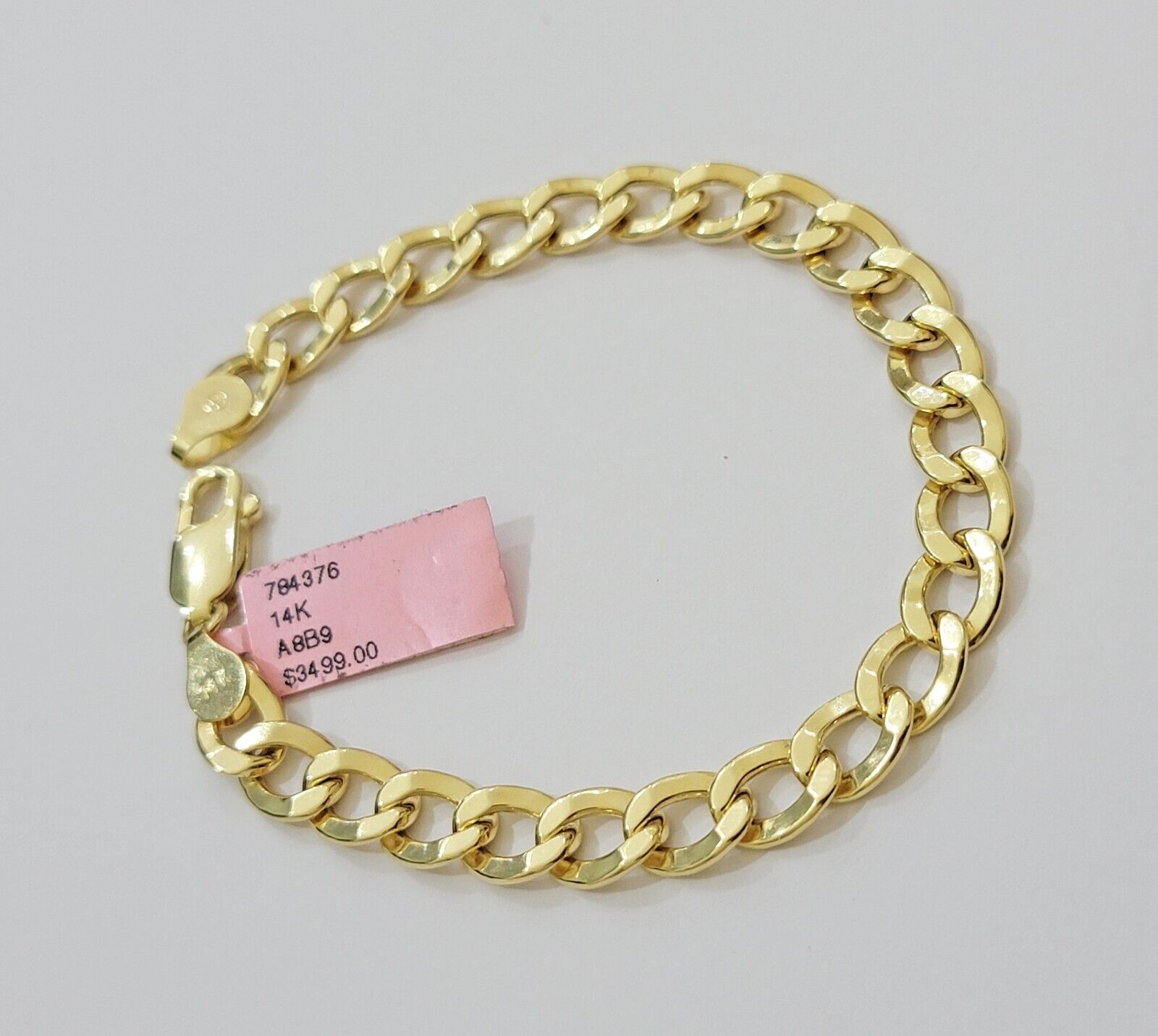 Real 14k Gold Bracelet Cuban Curb Link 8 Inch 8mm Men's Genuine 14kt Yellow Gold - GoldenlinQ