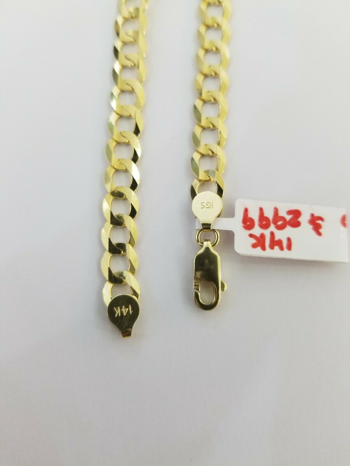 REAL 14k Gold Bracelet Cuban link 8" SOLID 7.5mm 14kt Yellow Gold Diamond Cut - GoldenlinQ