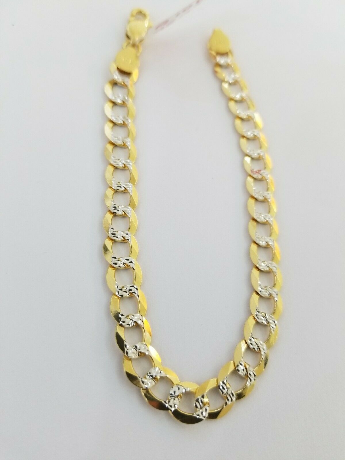 REAL 14k Gold Bracelet Cuban link 8" SOLID 7.5mm 14kt Yellow Gold Diamond Cut - GoldenlinQ