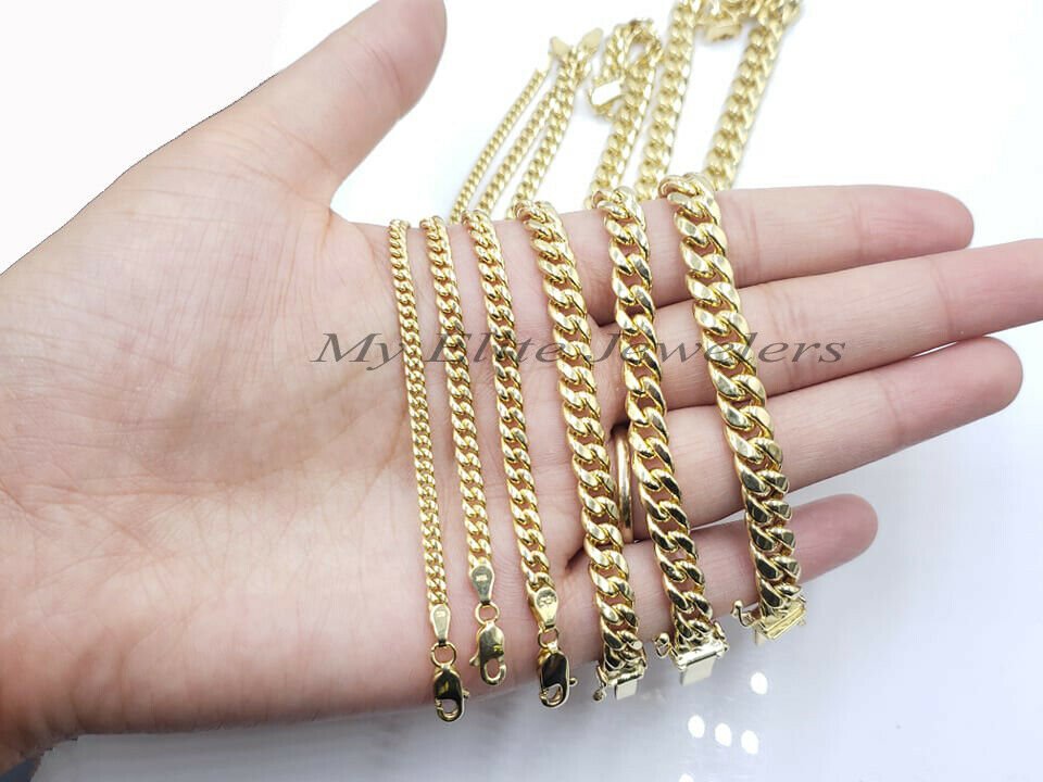 REAL 14k Gold Bracelet Men Women Cuban Link 7.5 8 8.5 9 Inch 2 - 8 mm Box Lock - GoldenlinQ