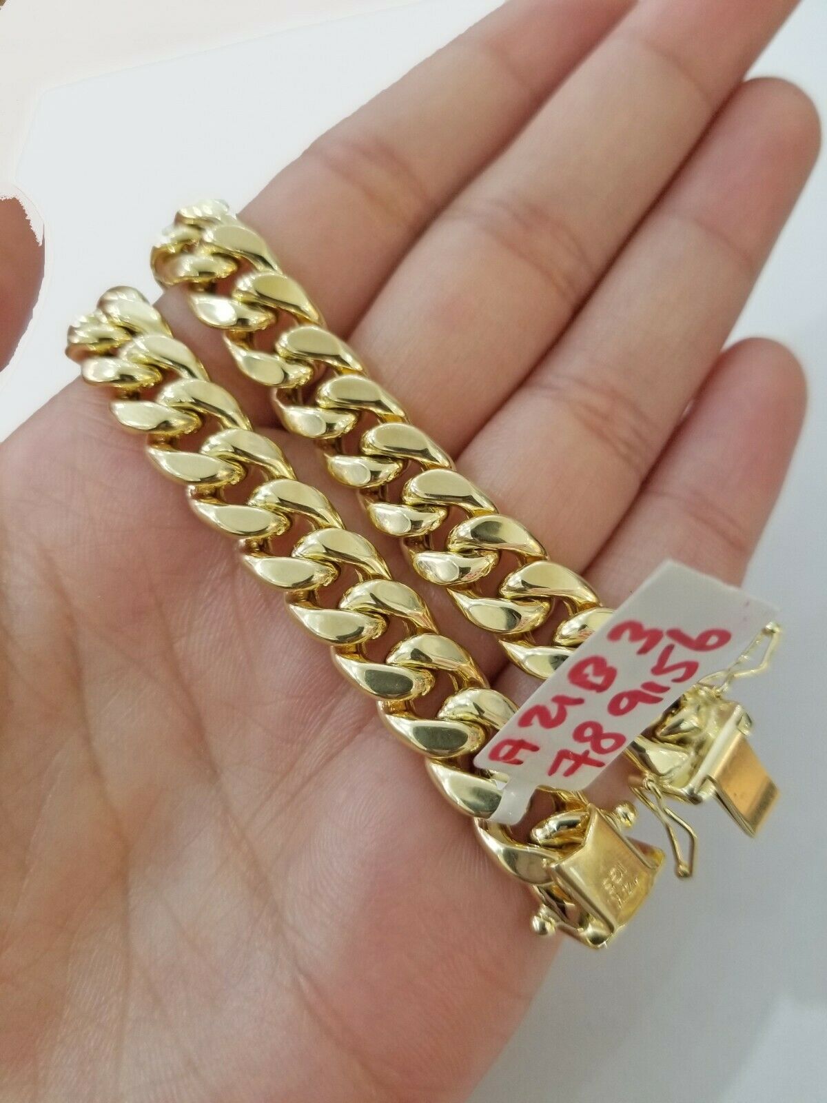 REAL 14k Gold Bracelet Miami Cuban Link 9" Inch 9mm Mens 10kt Yellow Gold,STRONG - GoldenlinQ