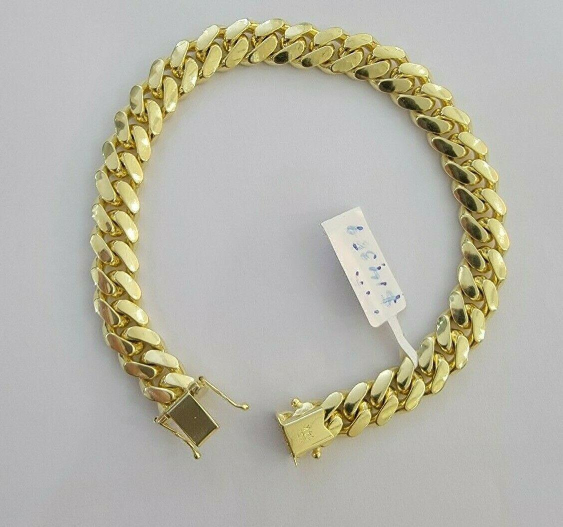 REAL 14k Gold Bracelet Miami Cuban Link SOLID 14kt Yellow Gold 8.5mm 7.5" Men's - GoldenlinQ