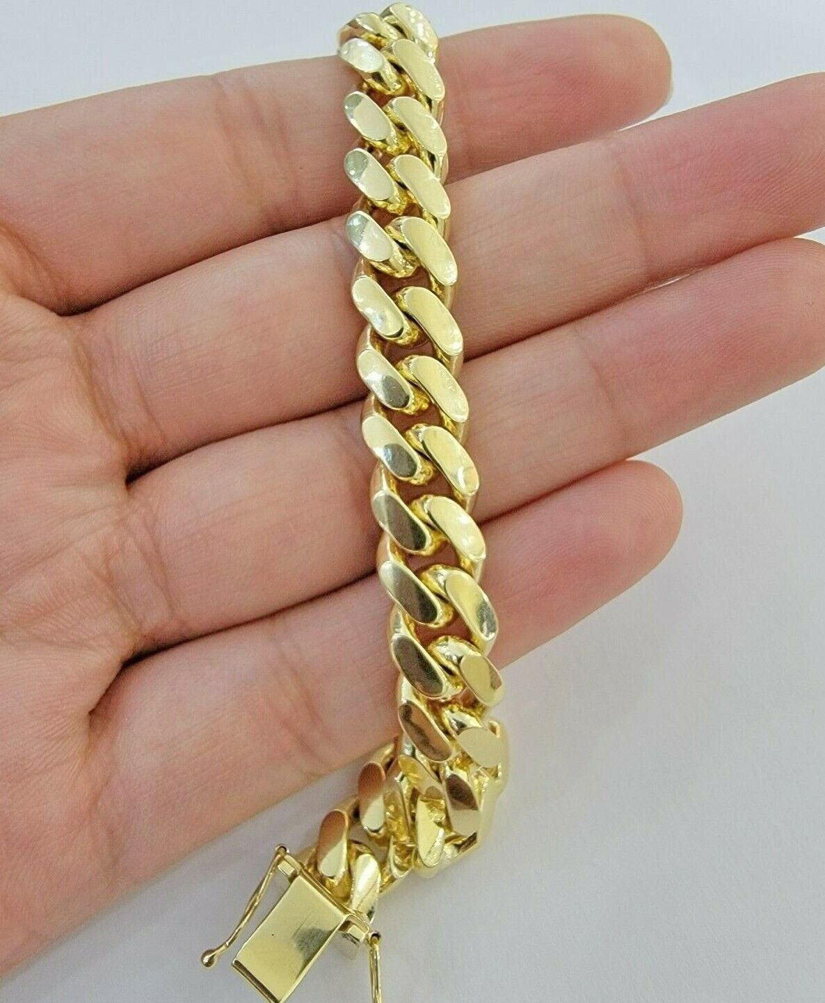 REAL 14k Gold Bracelet Miami Cuban Link SOLID 14kt Yellow Gold 8.5mm 8" Men's - GoldenlinQ