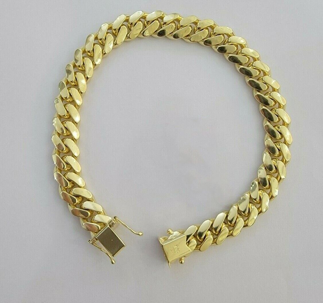 REAL 14k Gold Bracelet Miami Cuban Link SOLID 14kt Yellow Gold 8.5mm 8" Men's - GoldenlinQ