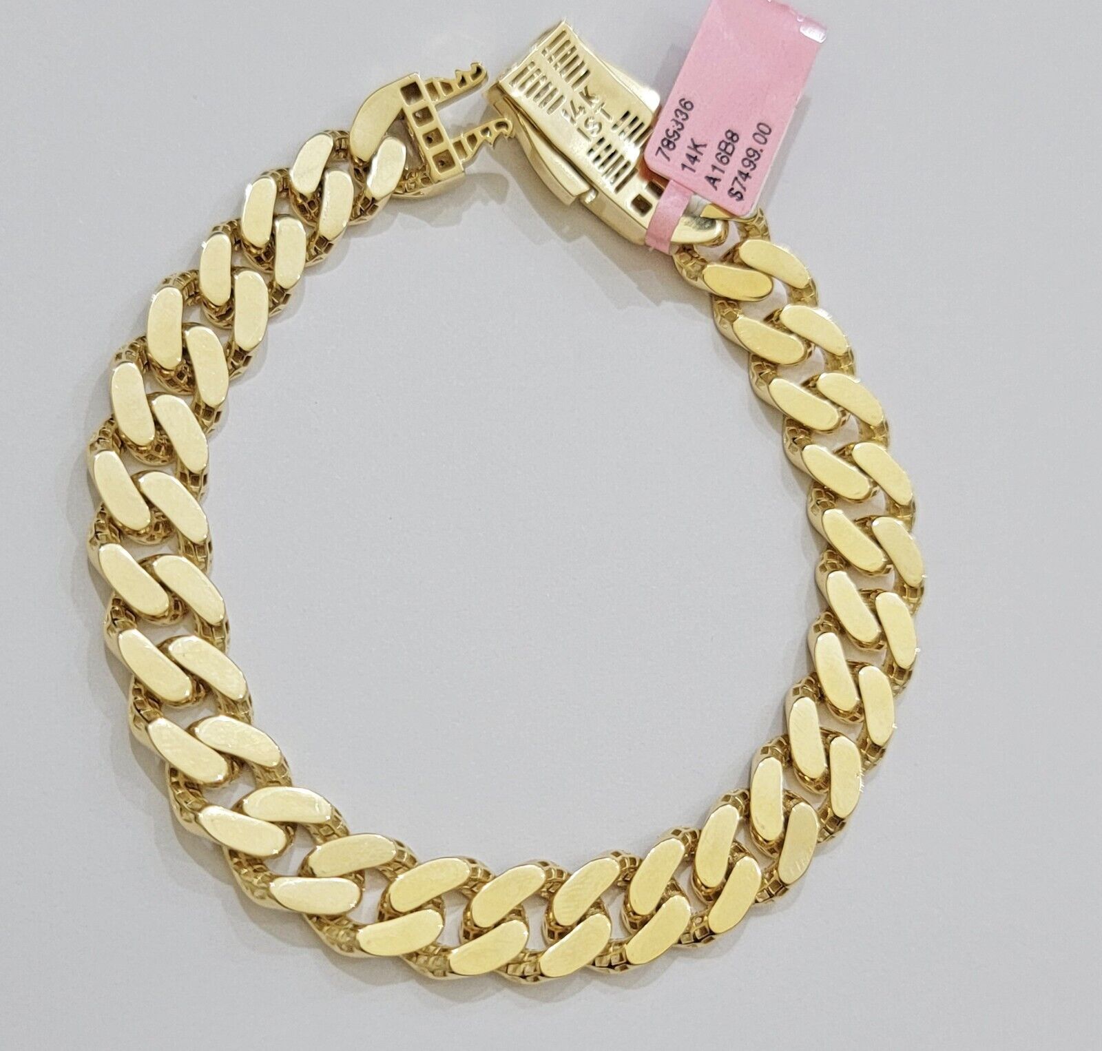 Real 14k Gold Bracelet Monaco Cuban Link 9.5mm 8.5'' inch Men's 14kt Yellow Gold - GoldenlinQ