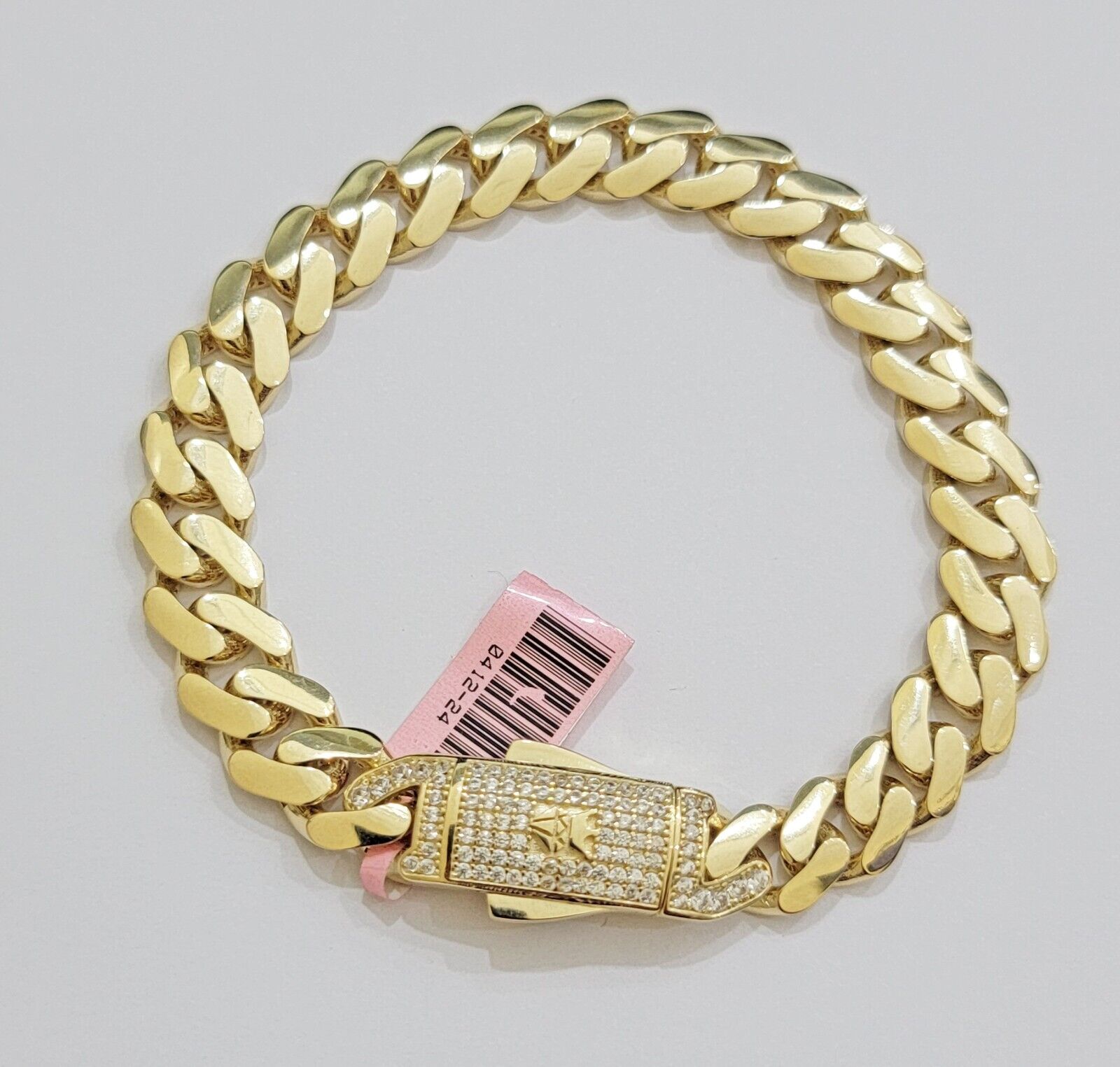 Real 14k Gold Bracelet Monaco Cuban Link 9.5mm 8.5'' inch Men's 14kt Yellow Gold - GoldenlinQ