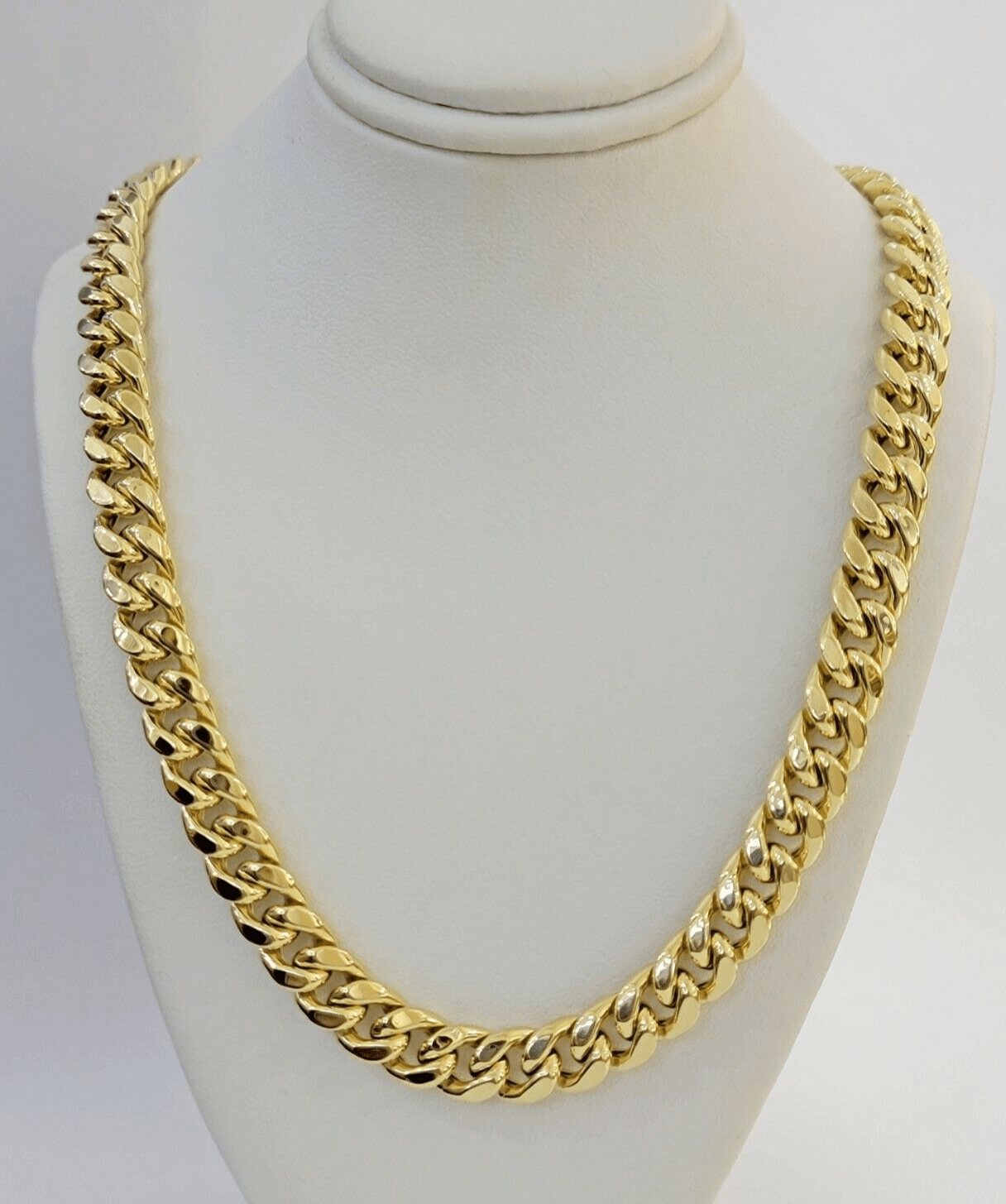Real 14k Gold Chain 22 Inch Miami Cuban Link Necklace 9mm Strong Mens 14KT Gold - GoldenlinQ