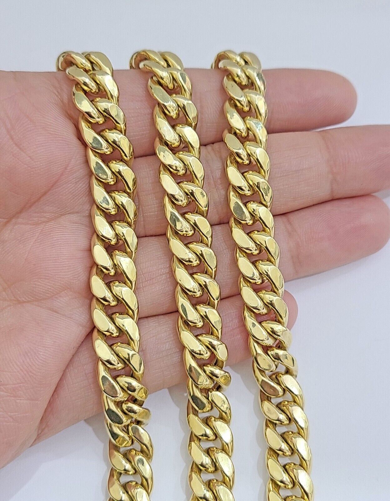 Real 14k Gold Chain 24 Inch Miami Cuban Link Necklace 9mm Strong Men 14KT Gold - GoldenlinQ
