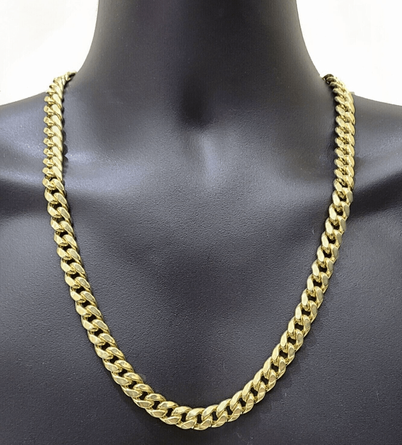 Real 14k Gold Chain 26 Inch Miami Cuban Link Necklace 9mm Strong Men's 14KT Gold - GoldenlinQ