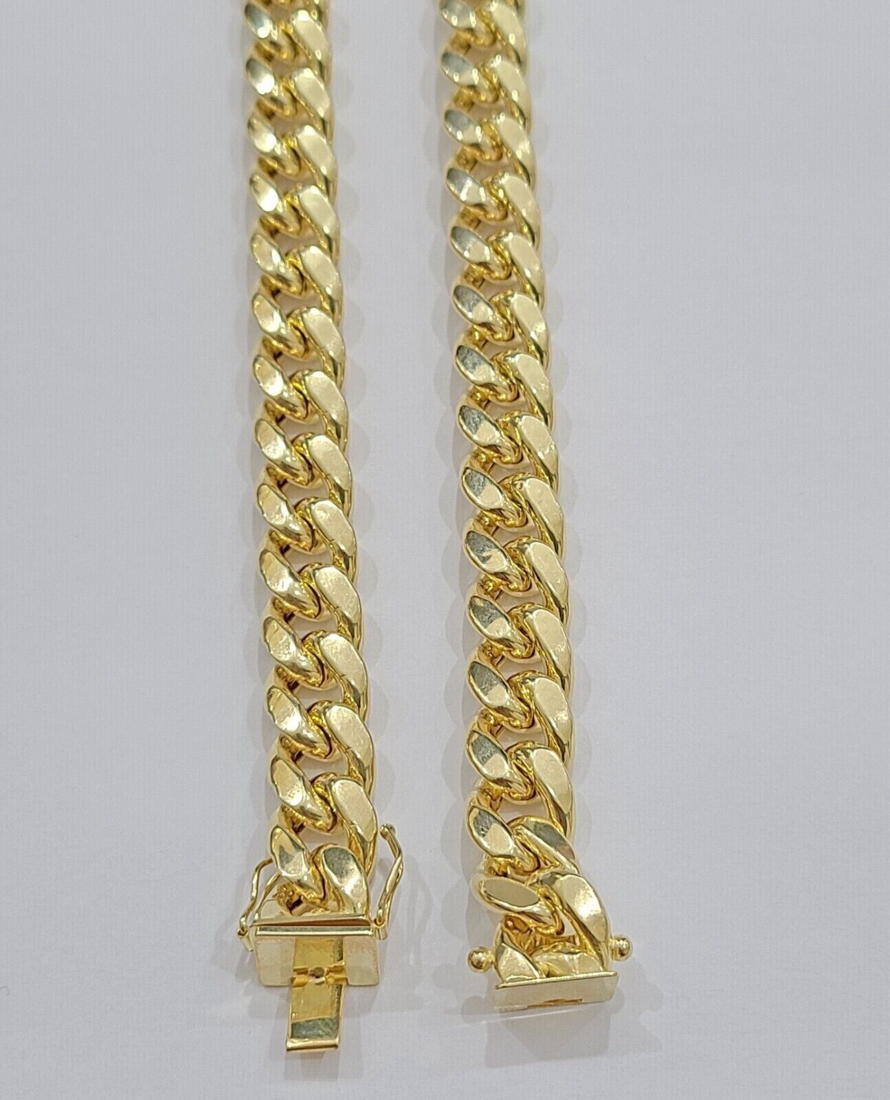 Real 14k Gold Chain 26 Inch Miami Cuban Link Necklace 9mm Strong Men's 14KT Gold - GoldenlinQ
