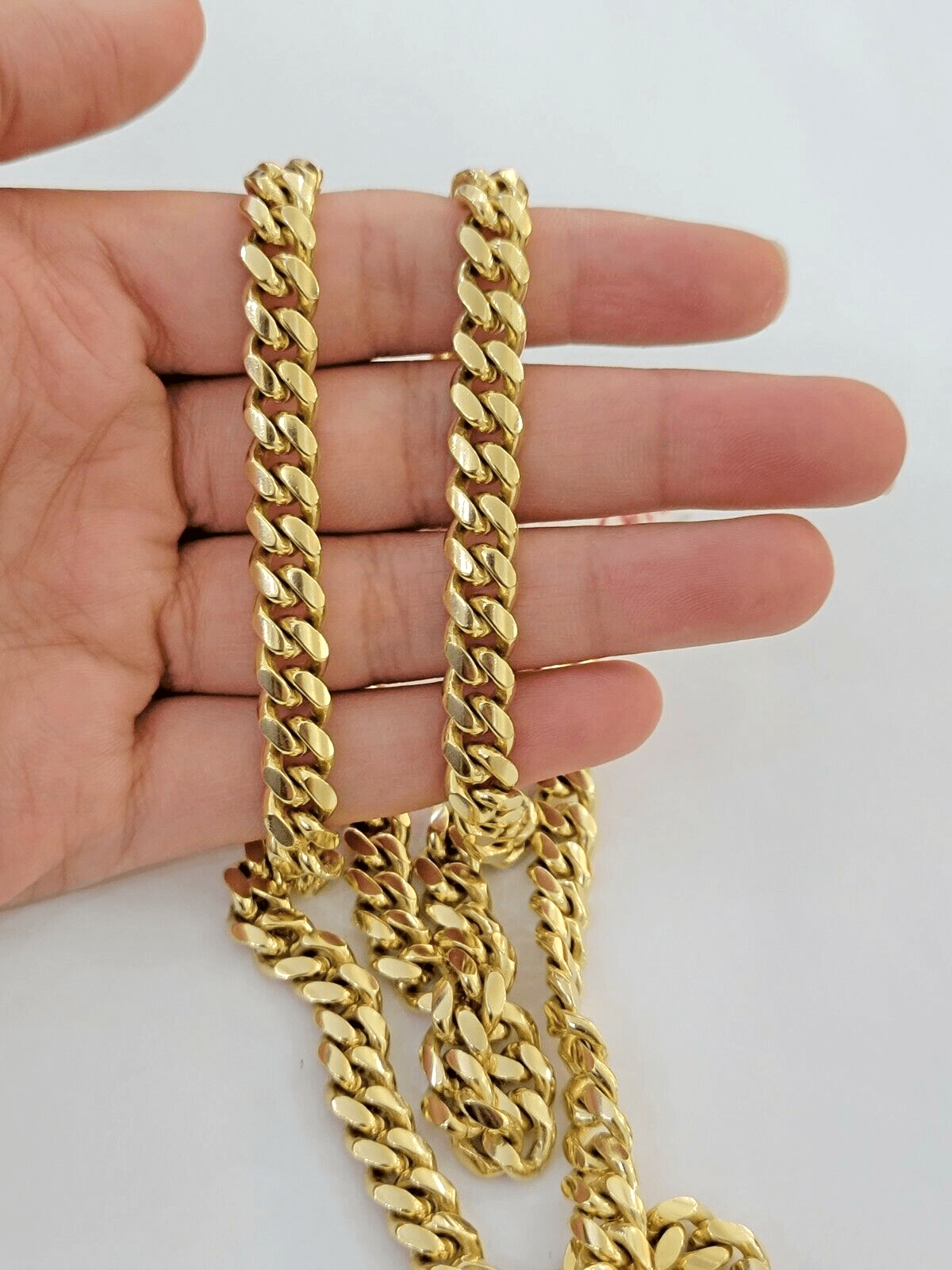 Real 14k Gold Chain Necklace 7mm 22 Inch Solid Miami Cuban Link Men 14kt Chain - GoldenlinQ