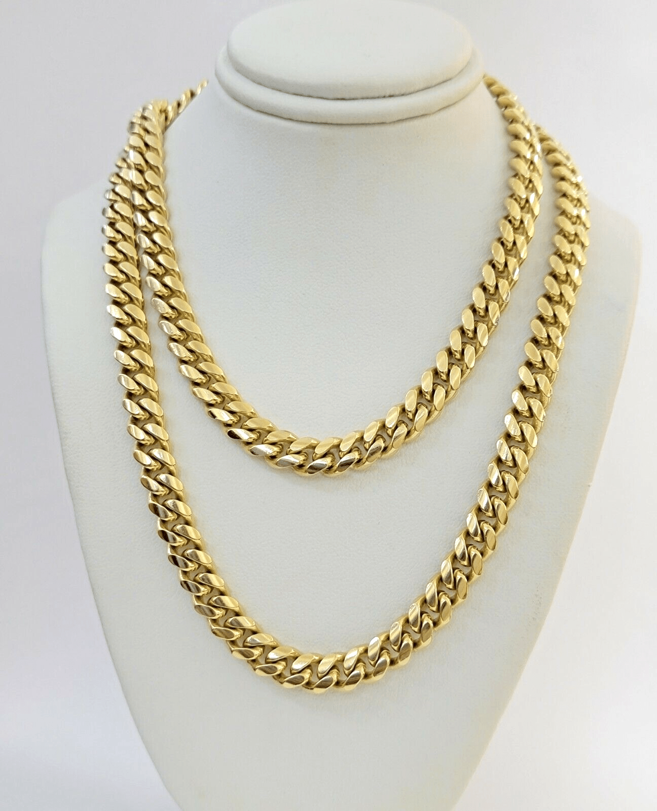 Real 14k Gold Chain Necklace 7mm 22 Inch Solid Miami Cuban Link Men 14kt Chain - GoldenlinQ