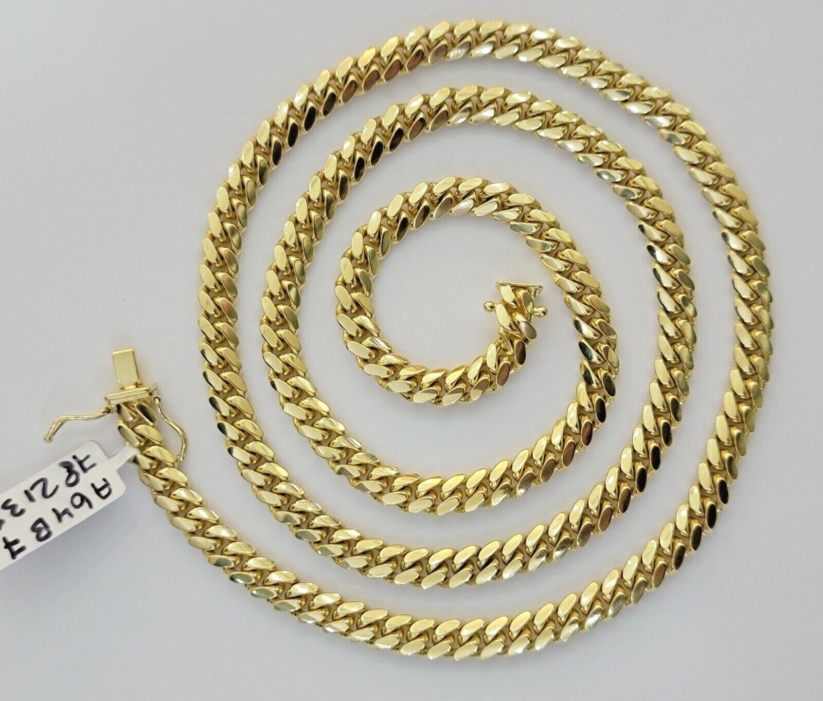 Real 14k Gold Chain Necklace Miami Cuban Link 28 Inch 6mm Mens Heavy SOLID 14KT - GoldenlinQ