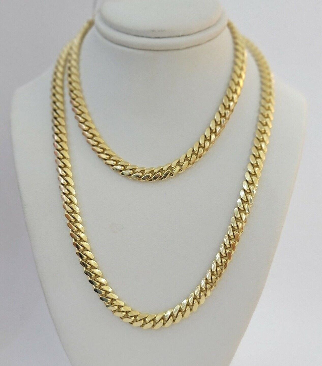 Real 14k Gold Chain Necklace Miami Cuban Link 28 Inch 6mm Mens Heavy SOLID 14KT - GoldenlinQ