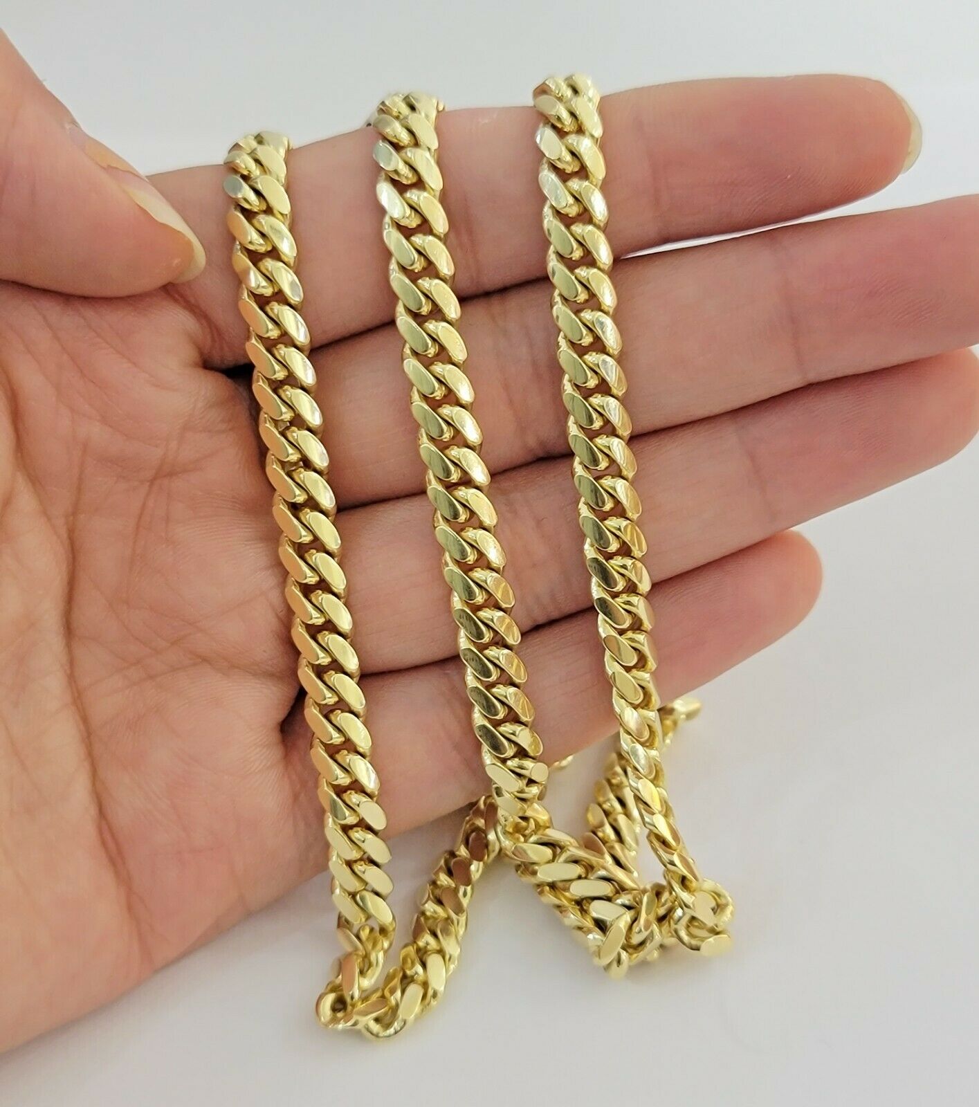 REAL 14k Gold Chain Solid Link 24" 6mm Miami Cuban Necklace14kt Yellow Gold Mens - GoldenlinQ