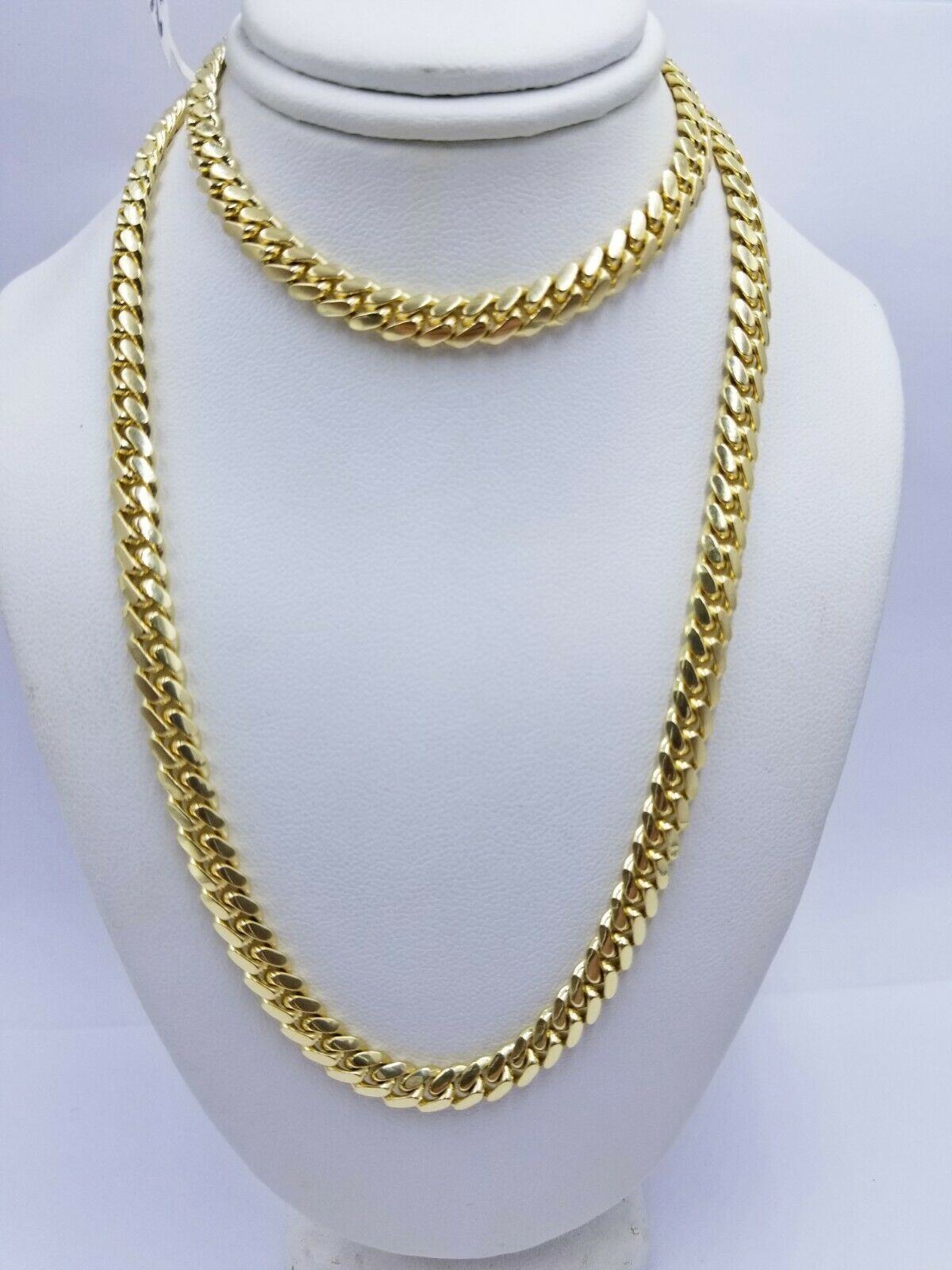 REAL 14k Gold Chain Solid Link 24" 6mm Miami Cuban Necklace14kt Yellow Gold Mens - GoldenlinQ