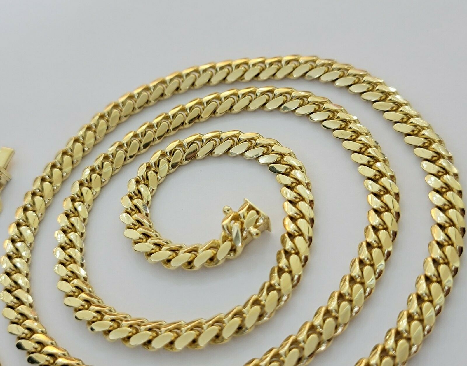 REAL 14k Gold Chain Solid Link 24" 6mm Miami Cuban Necklace14kt Yellow Gold Mens - GoldenlinQ