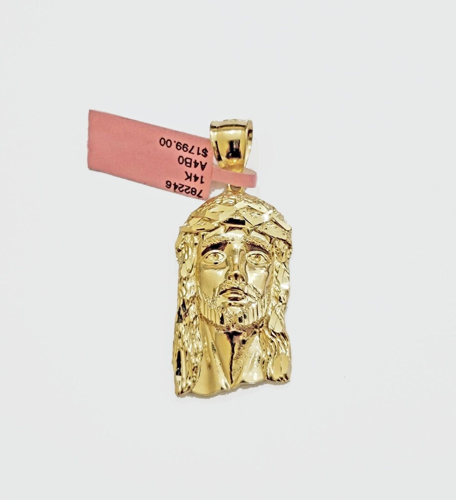 Real 14k Gold Charm Pendant Jesus Head 14kt Yellow Gold For Men Diamond Cuts - GoldenlinQ