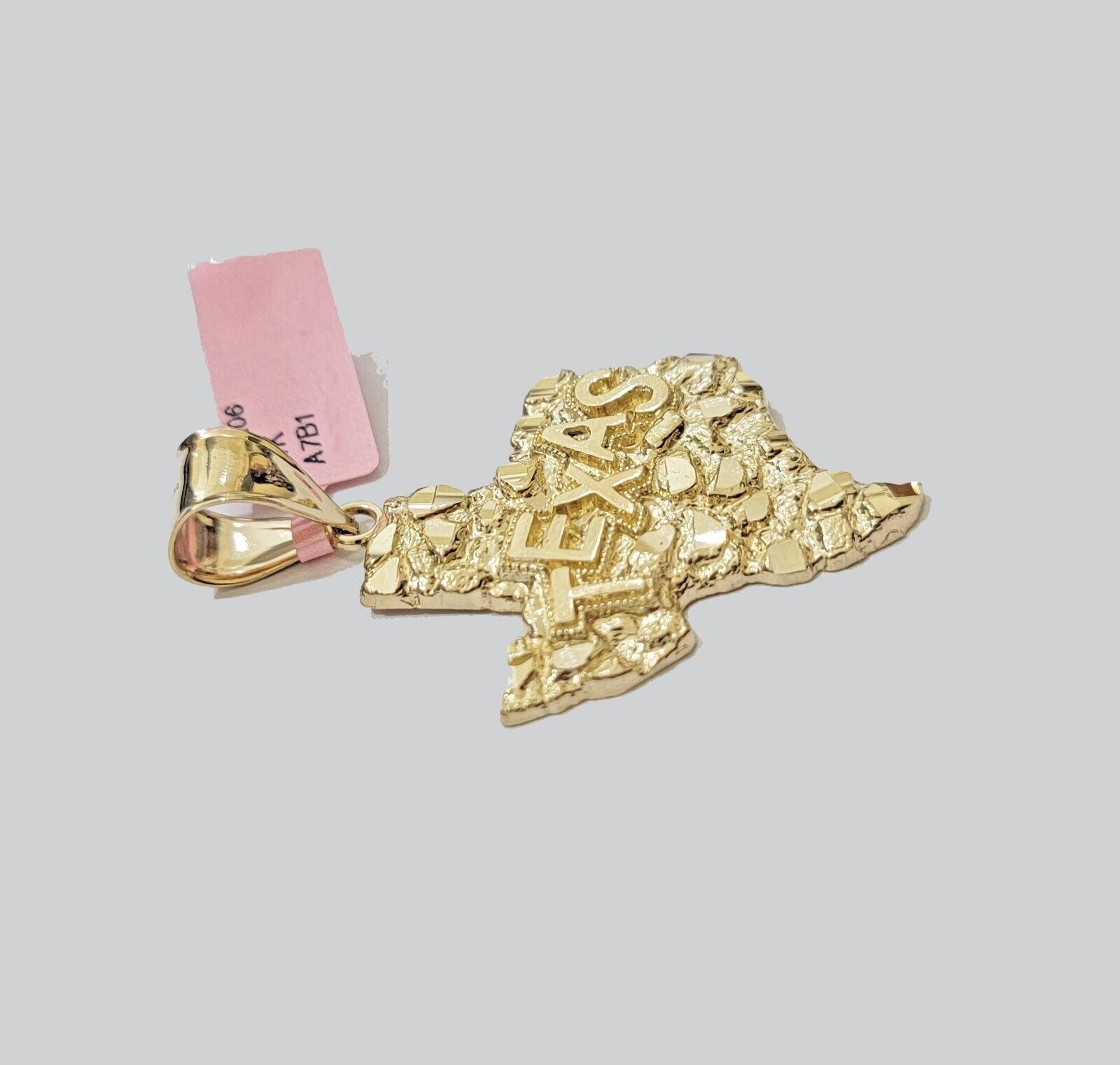 Real 14k Gold Charm pendant Nugget Texas map Men's 14KT Yellow Gold Charm Only - GoldenlinQ