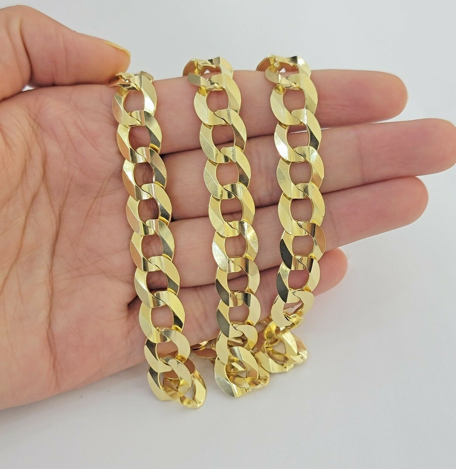 Real 14k Gold Cuban Curb Link Necklace Chain 11mm 22" - 30"14kt Yellow Gold,SOLID - GoldenlinQ