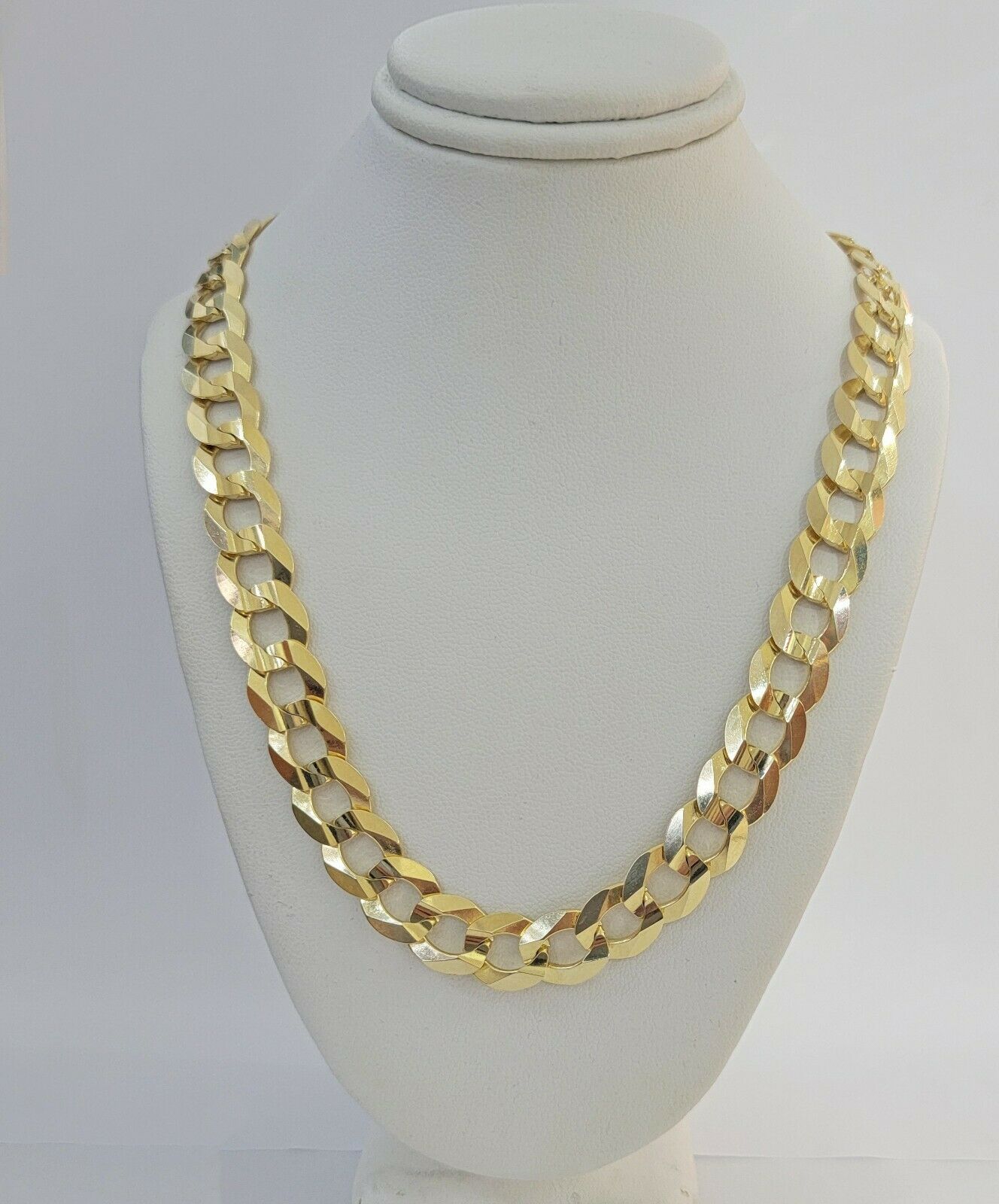 Real 14k Gold Cuban Curb Link Necklace Chain 11mm 22" - 30"14kt Yellow Gold,SOLID - GoldenlinQ