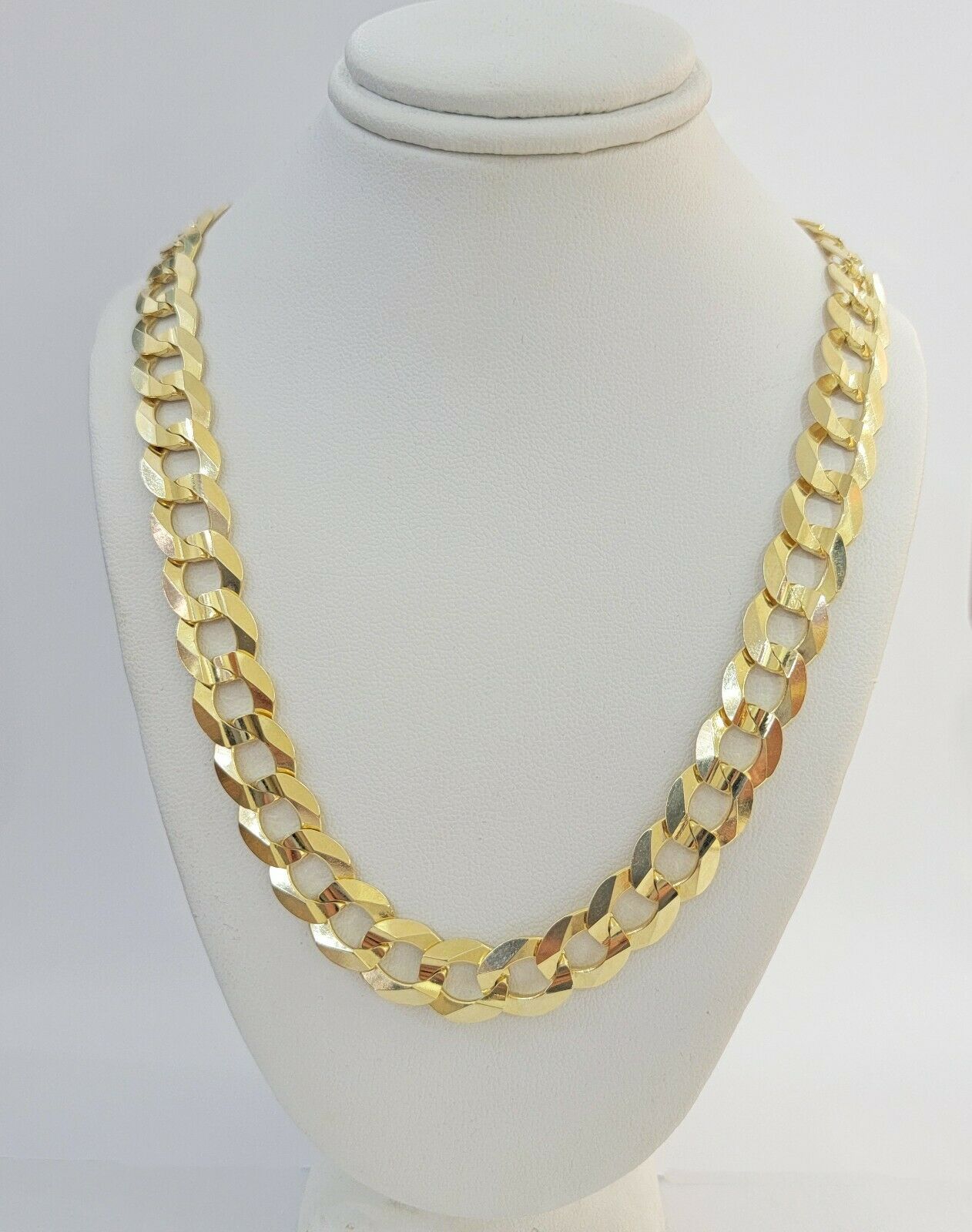 Real 14k Gold Cuban Curb Link Necklace Chain 11mm 22" - 30"14kt Yellow Gold,SOLID - GoldenlinQ