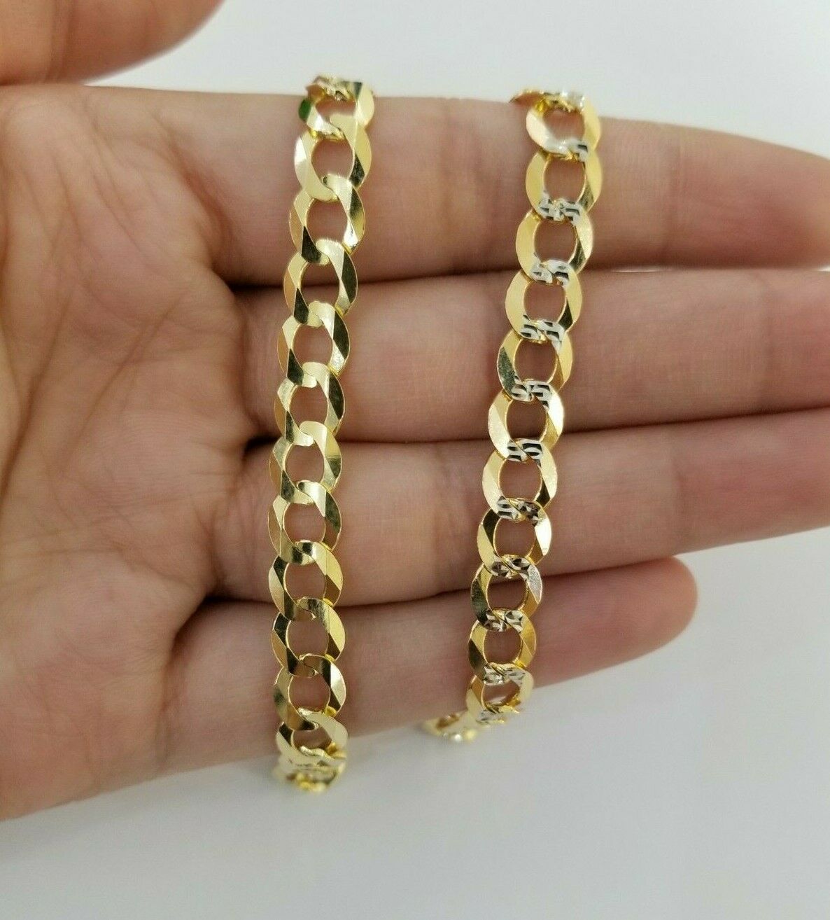 REAL 14k Gold Cuban link Bracelet 7" 7.5mm SOLID 14kt Yellow Gold Strong, LADIES - GoldenlinQ
