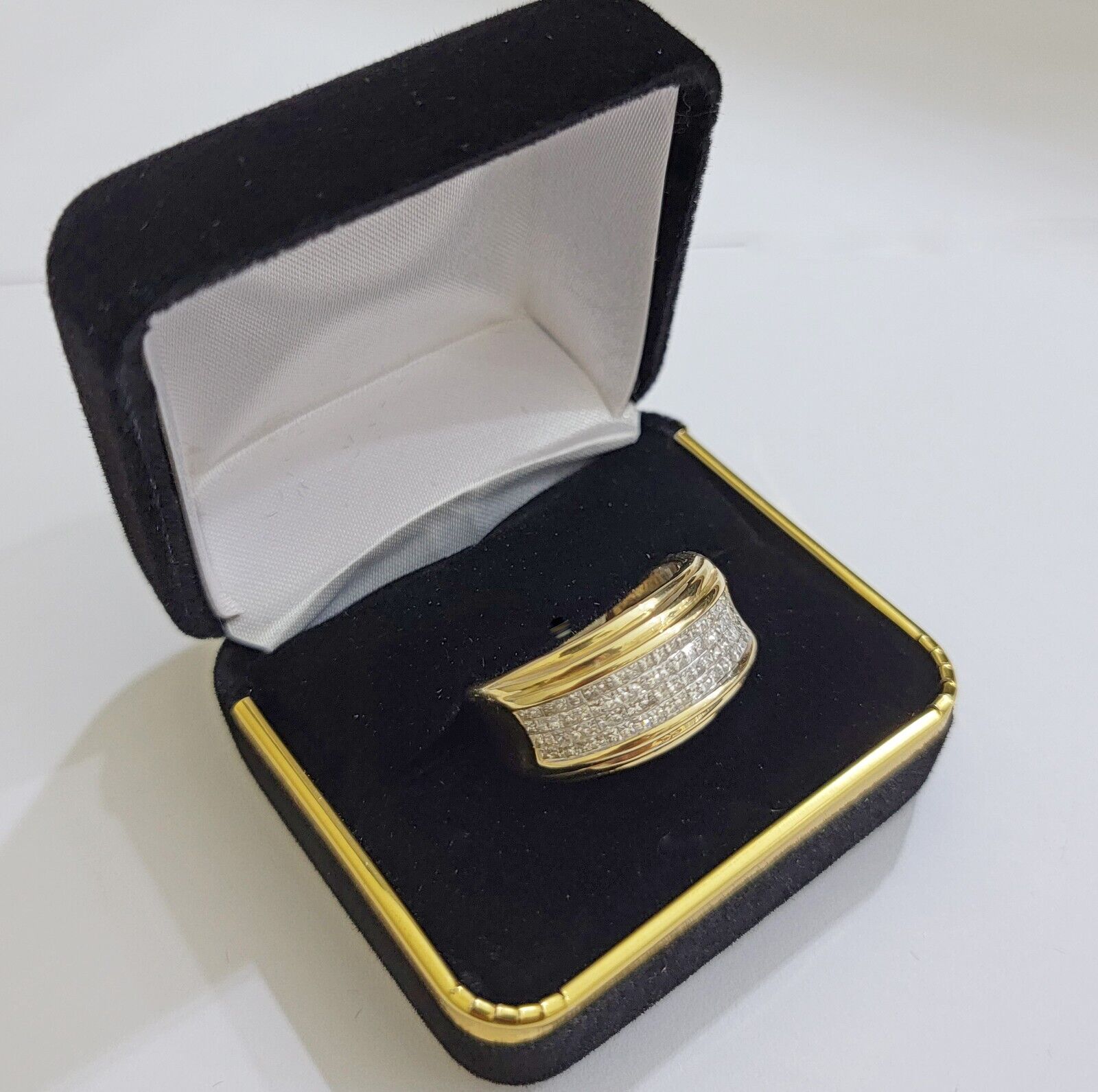 Real 14k gold Diamond Mens Ring Band Engagement Wedding Band 1 CT Natural Diam - GoldenlinQ