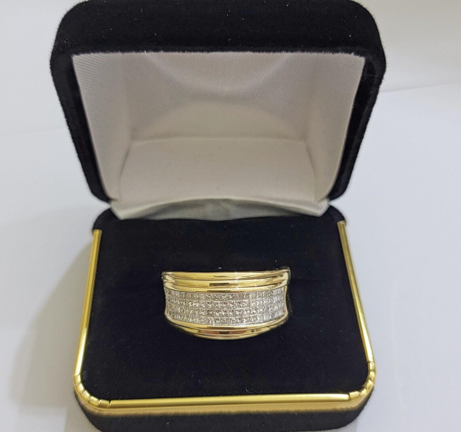 Real 14k gold Diamond Mens Ring Band Engagement Wedding Band 1 CT Natural Diam - GoldenlinQ