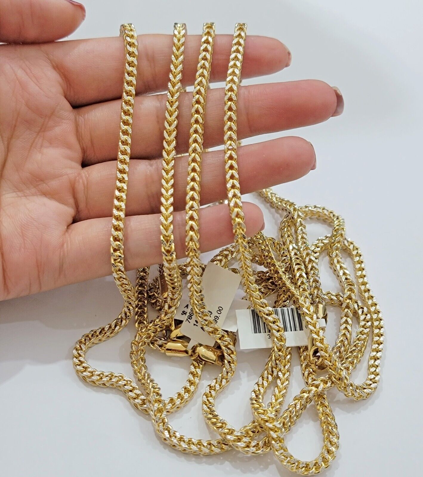 Real 14k Gold Franco Chain Mens Necklace 24" 3.5mm Diamond cuts 14kt Yellow Gold - GoldenlinQ