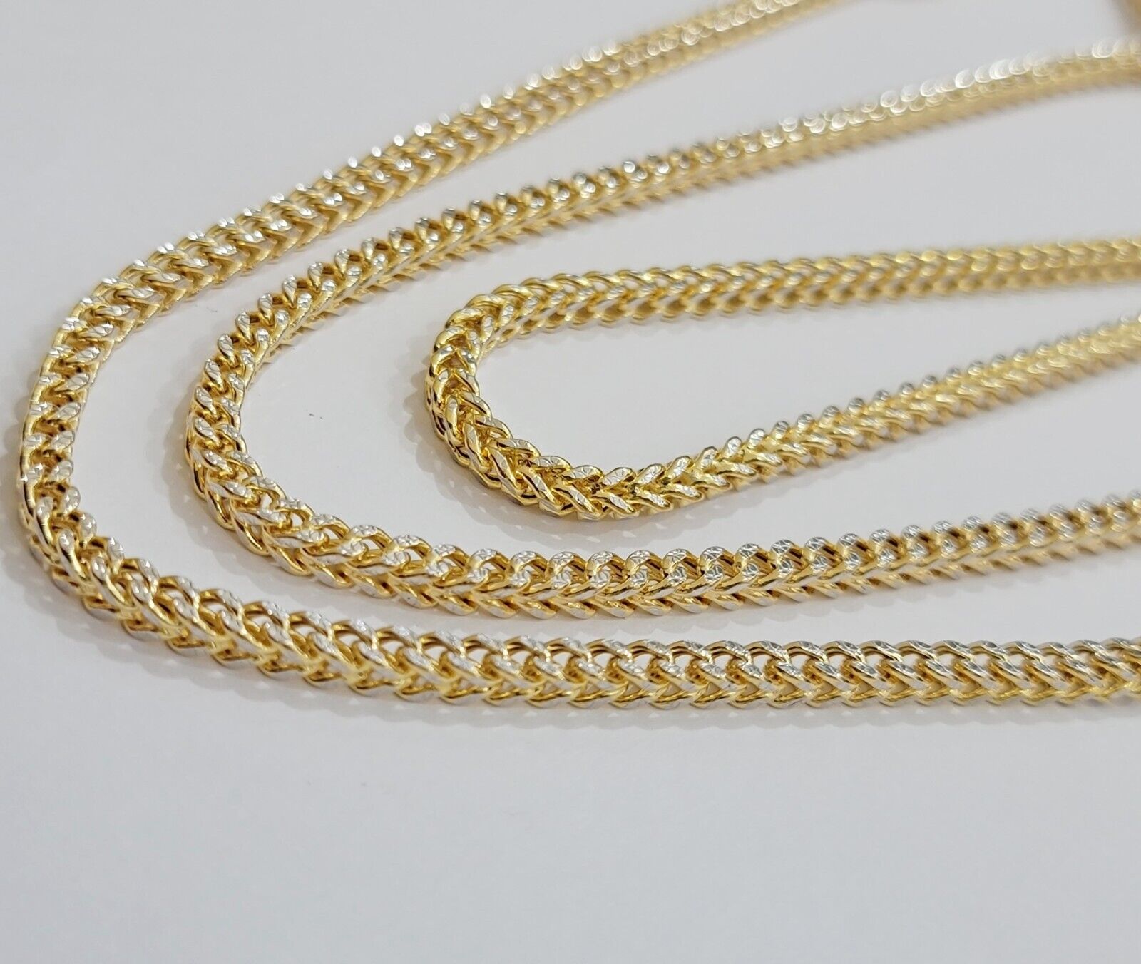 Real 14k Gold Franco Chain Mens Necklace 24" 3.5mm Diamond cuts 14kt Yellow Gold - GoldenlinQ